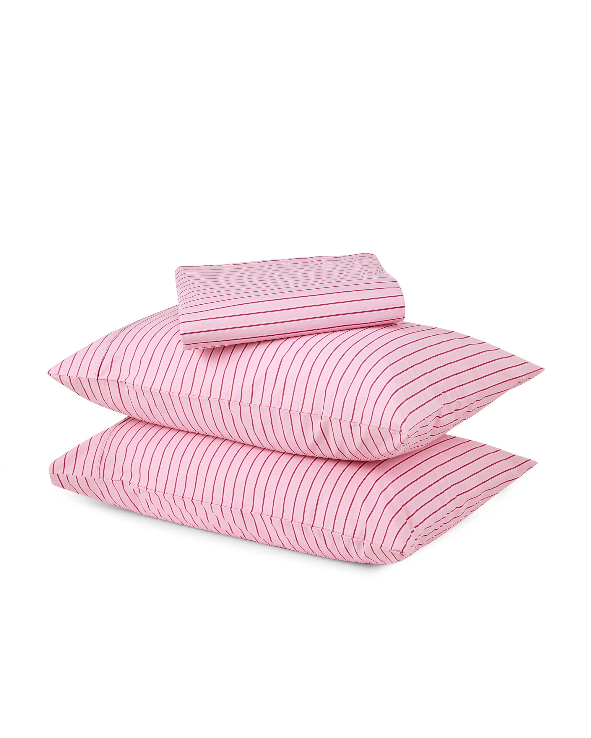 1 225 Thread Count Cotton Stripe Sheet Set - Double Bed, Pink, 1 of 6