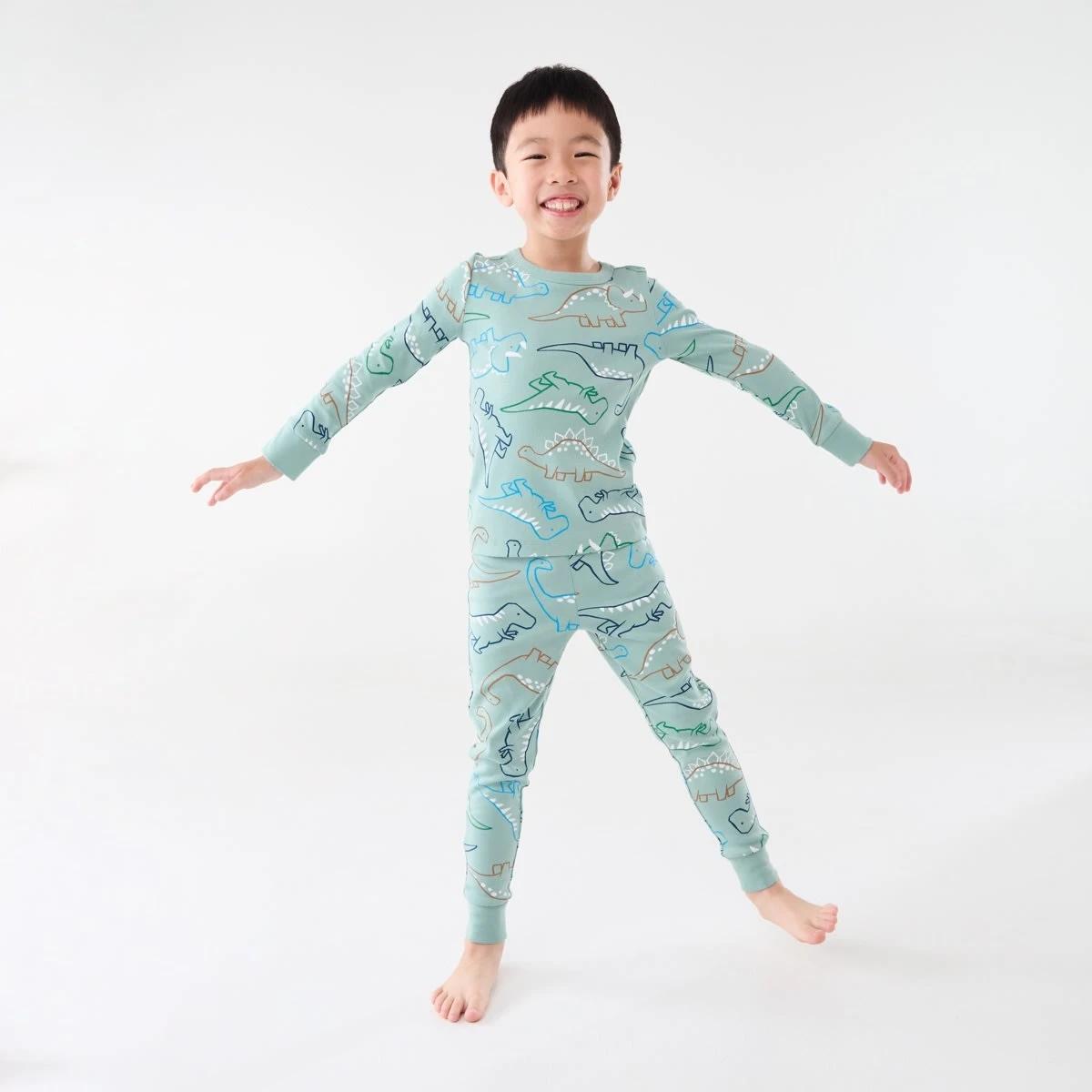 1 Rib Pyjama Set Blu Dino, 1 of 8