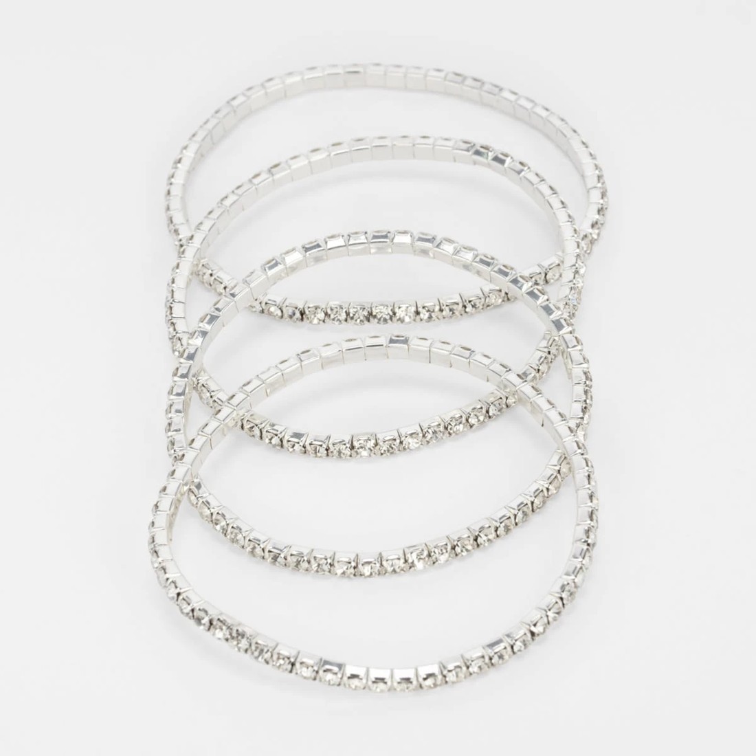 2 4 Pack Diamante Stretch Bracelet - Silver Tone, 2 of 3