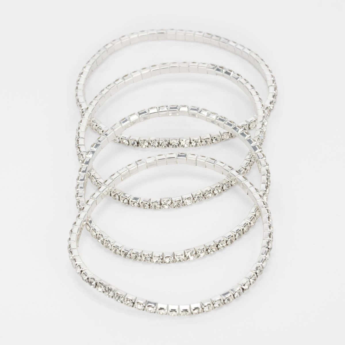 2 4 Pack Diamante Stretch Bracelet - Silver Tone, 2 of 3