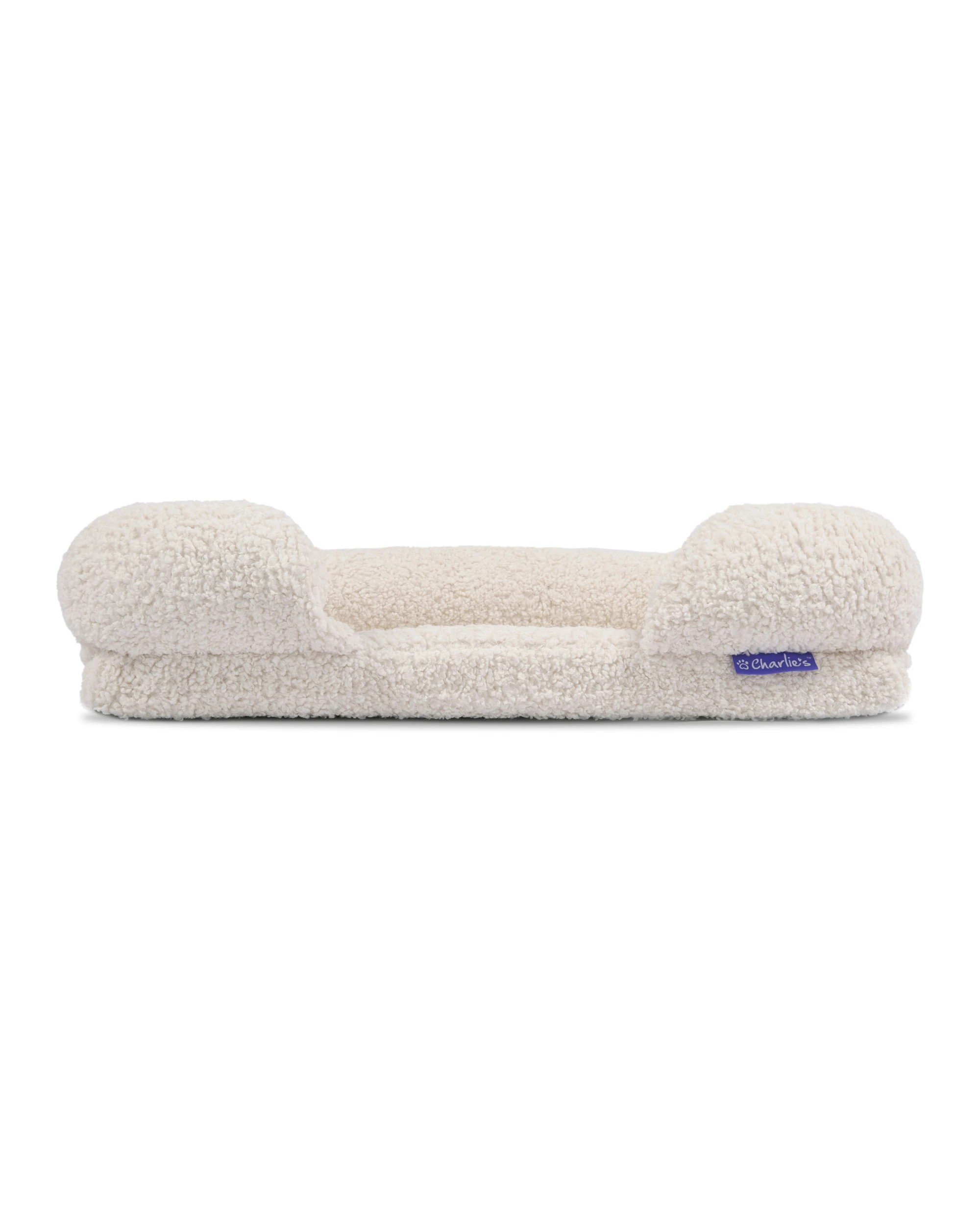 5 Charlie's Teddy Fleece Orthopedic Memory Foam Sofa Dog Bed with Bolster Medium - Cream, 5 of 9