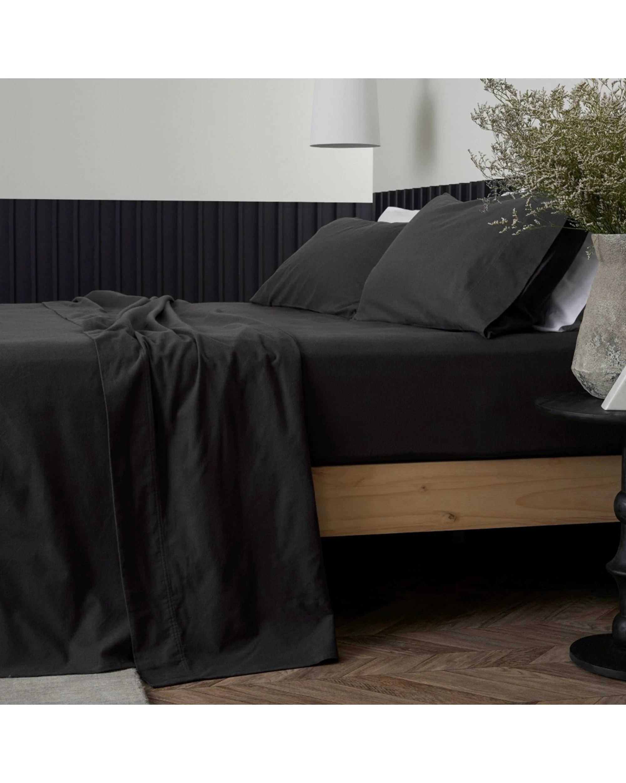 1 Bedding co Flannelette Sheet Set 100% Organic Cotton - Single Bed - Charcoal, 1 of 4