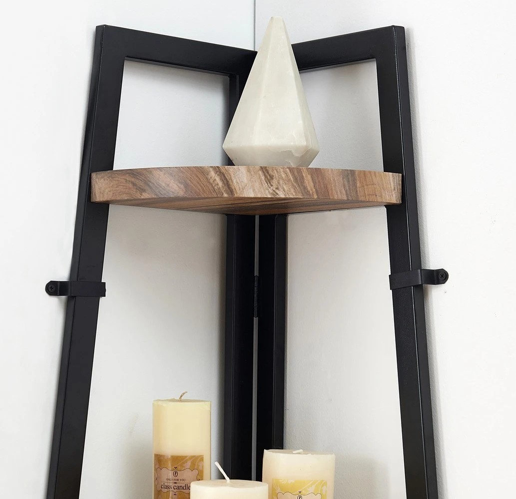 5 IHOMDEC 5 Tier A-Shaped Corner Bookcase - Brown, 5 of 6