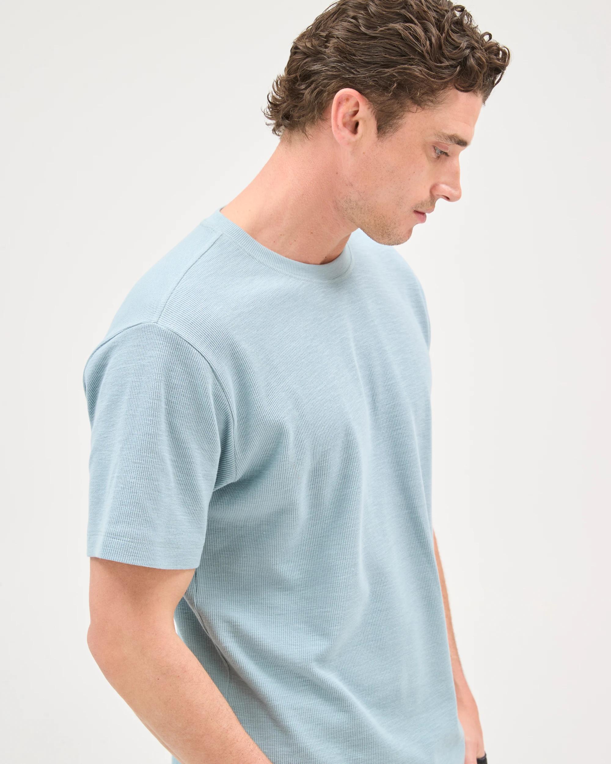 5 Target Man Australian Cotton Fashion Textured T-Shirt ARONA BLUE, 5 of 7