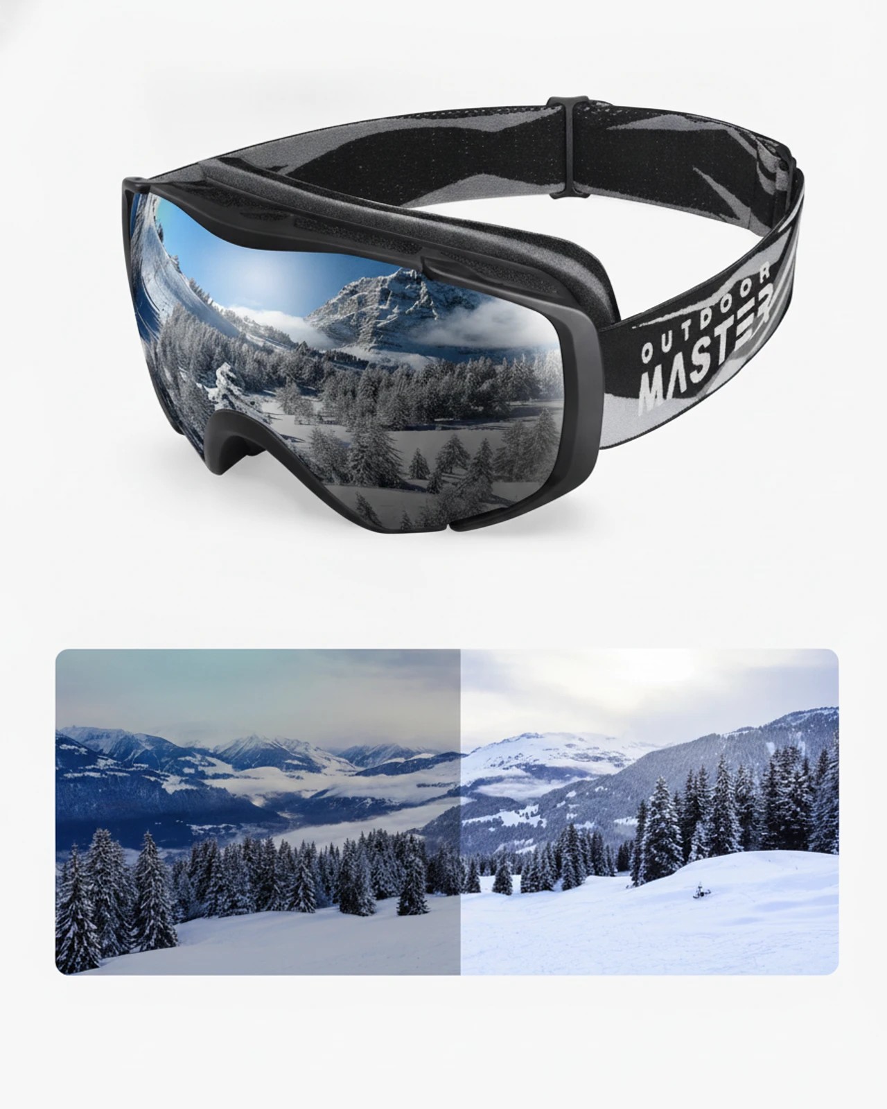 5 OutdoorMaster Adult Youth OTG Anti-Fog UV400 Goggles for Ski Snowboard - Black, 5 of 9
