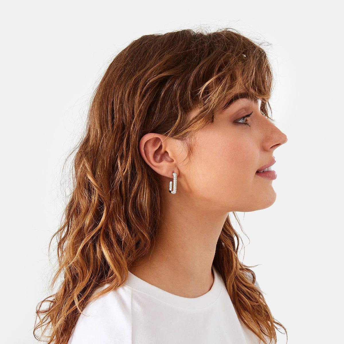 4 3 Pack Square Hoop Earrings - Silver Tone Silver, 4 of 5