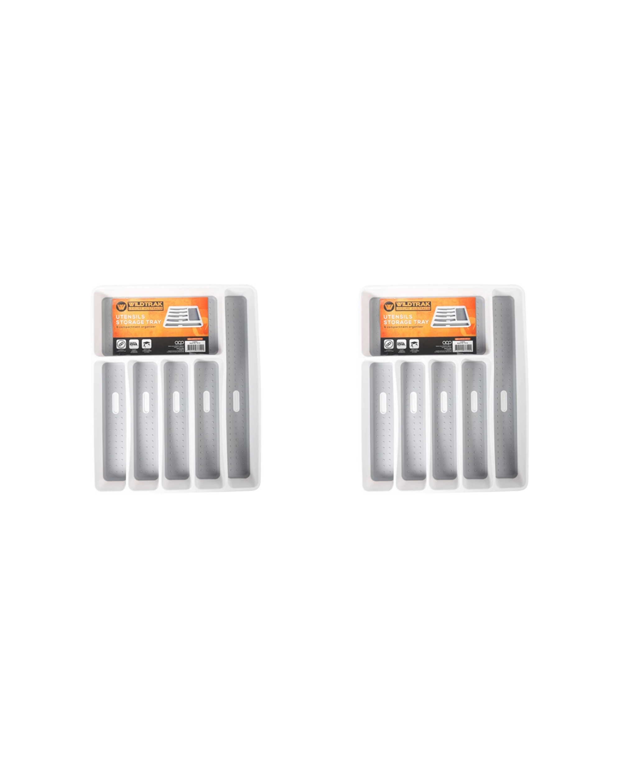 1 Wildtrak 6-Part Non-Slip Utensil Storage Tray For Caravan And Camping Use 2 Pack - Black, 1 of 3