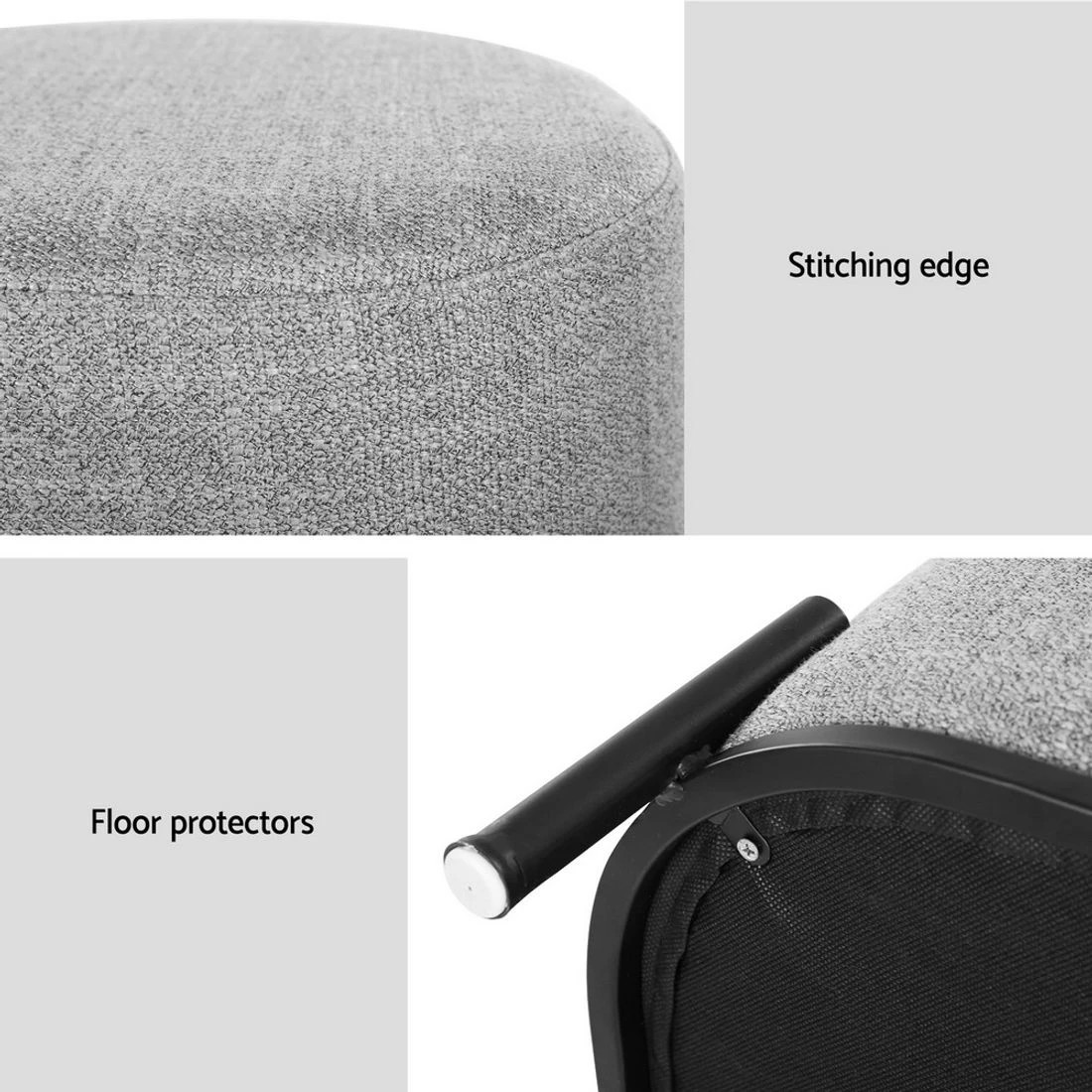 7 Artiss Ottoman Foot Stool Square Linen - Grey, 7 of 7