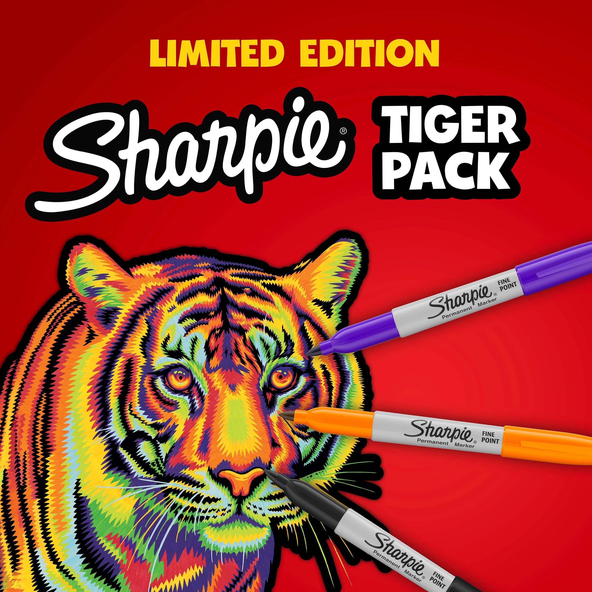20 Pack Sharpie Limited Edition Fine Tip Permanent Markers Tiger Pack ...