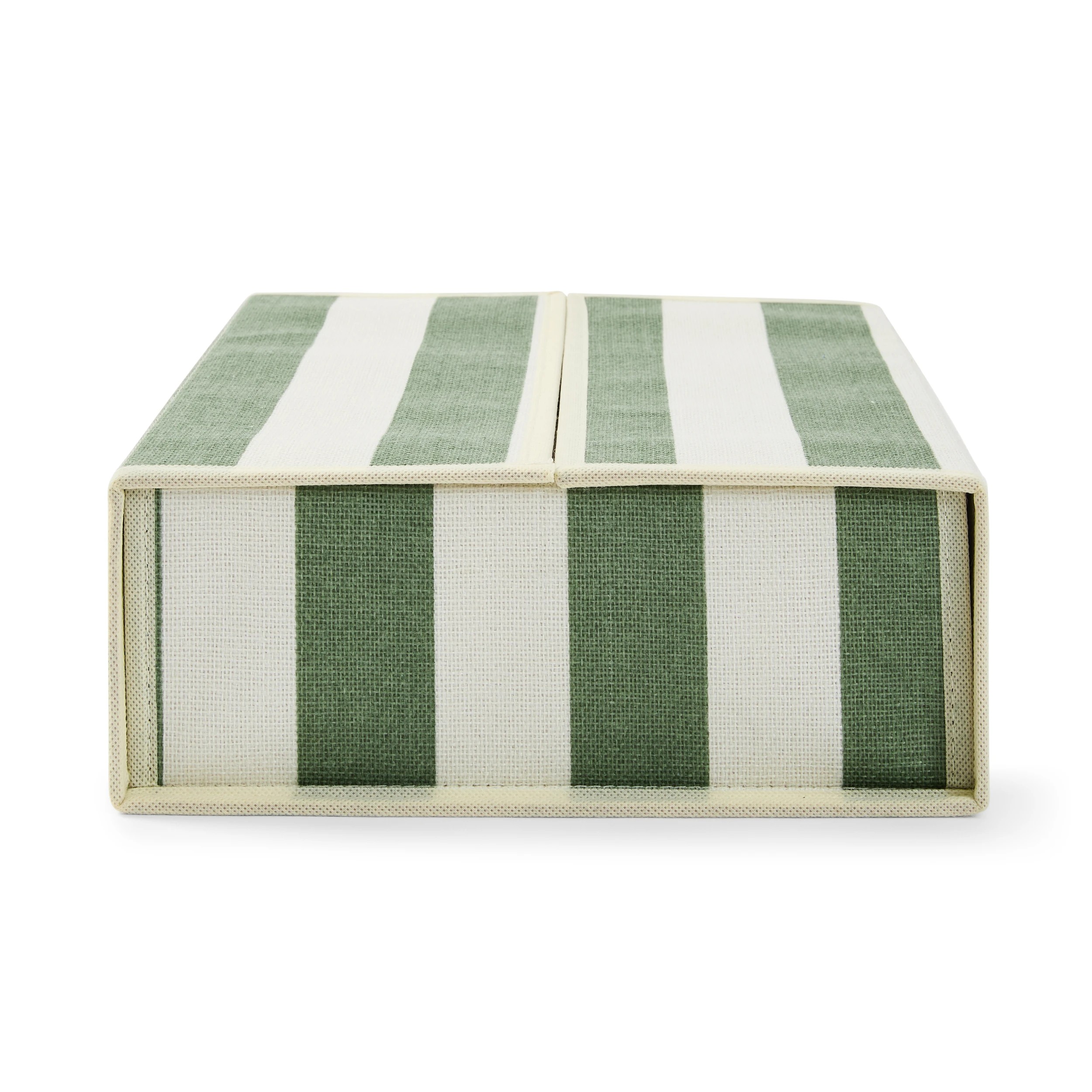8 Linen Look Bed Linen Box - Green Stripe, 8 of 10