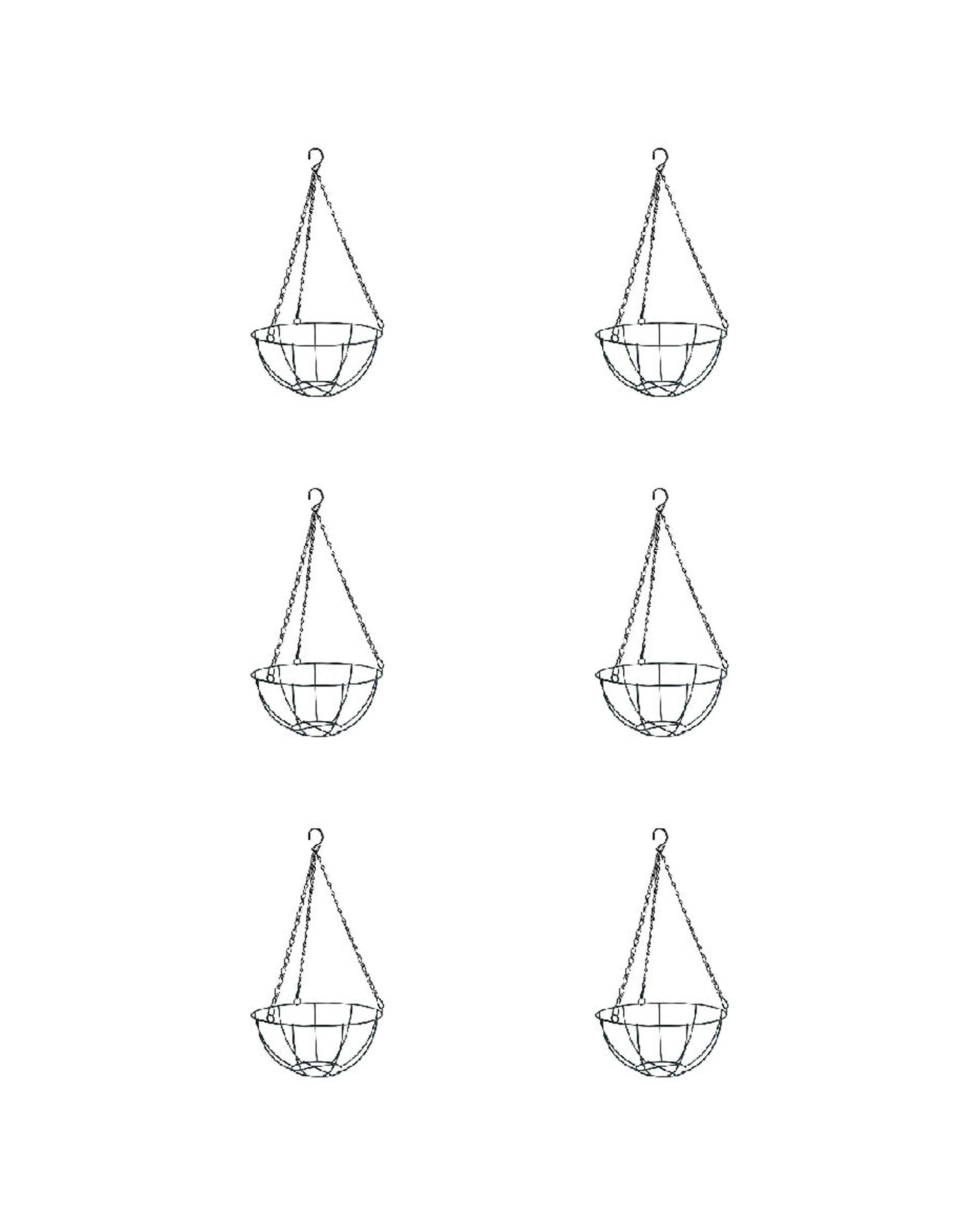 1 Antheia 6PK Homewares 25cm Wire Hanging Plant Basket Balcony/Patio Space - Assorted, 1 of 2