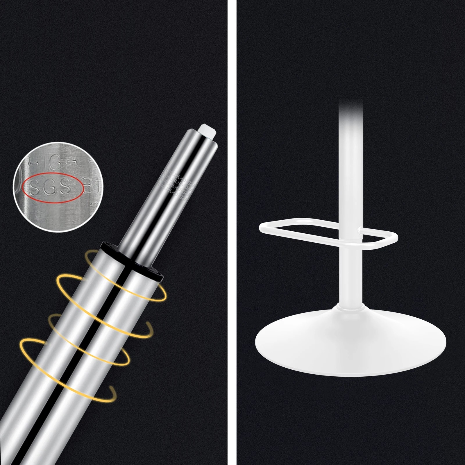 4 Alfordson 2x Bar Stools Gas Lift Leather Bar Chairs Kitchen Swivel - White, 4 of 10