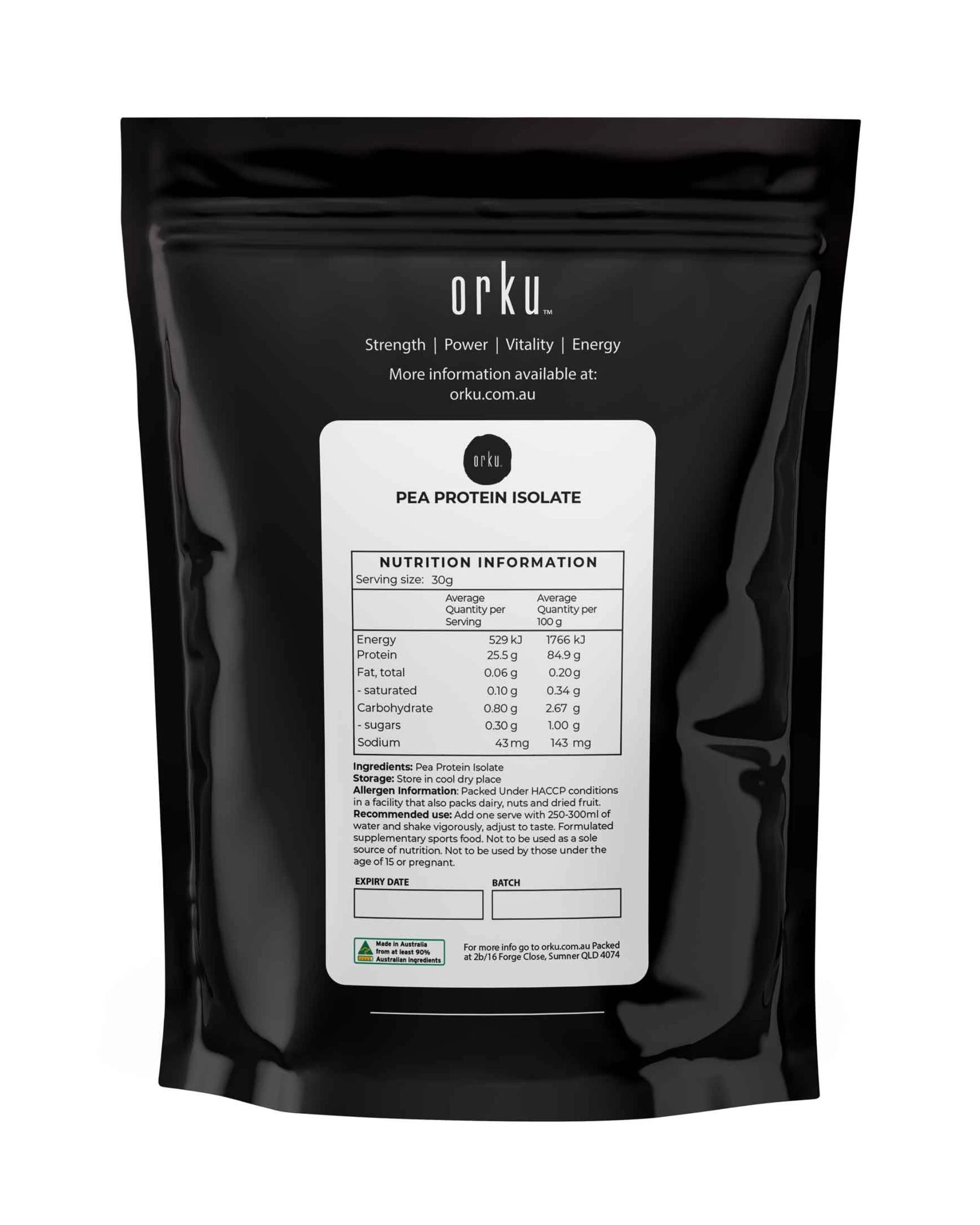 2 Orku 400g Pea Protein Isolate Powder - High Protein Plant Based Unsweetened, 2 of 2