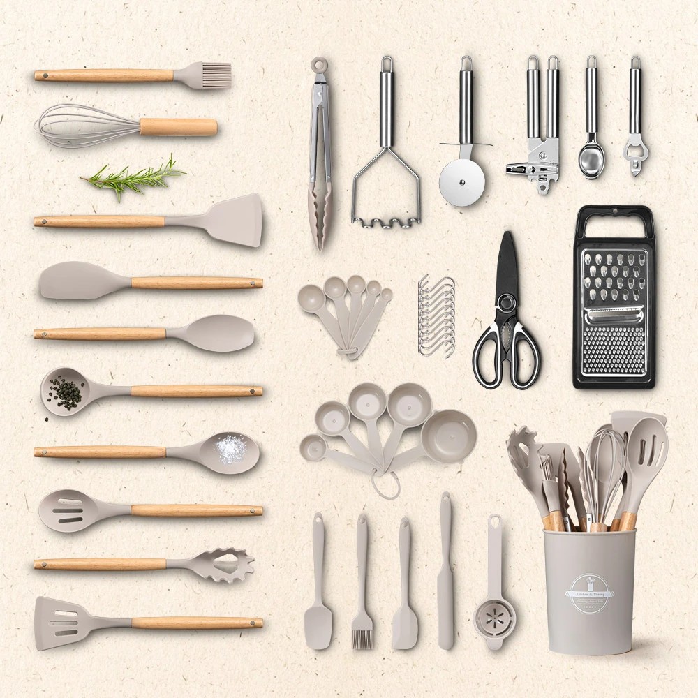 2 ZUNI 44PCS Silicone Cooking Utensils Set Heat Resistant Kitchen Cookware - Grey, 2 of 2