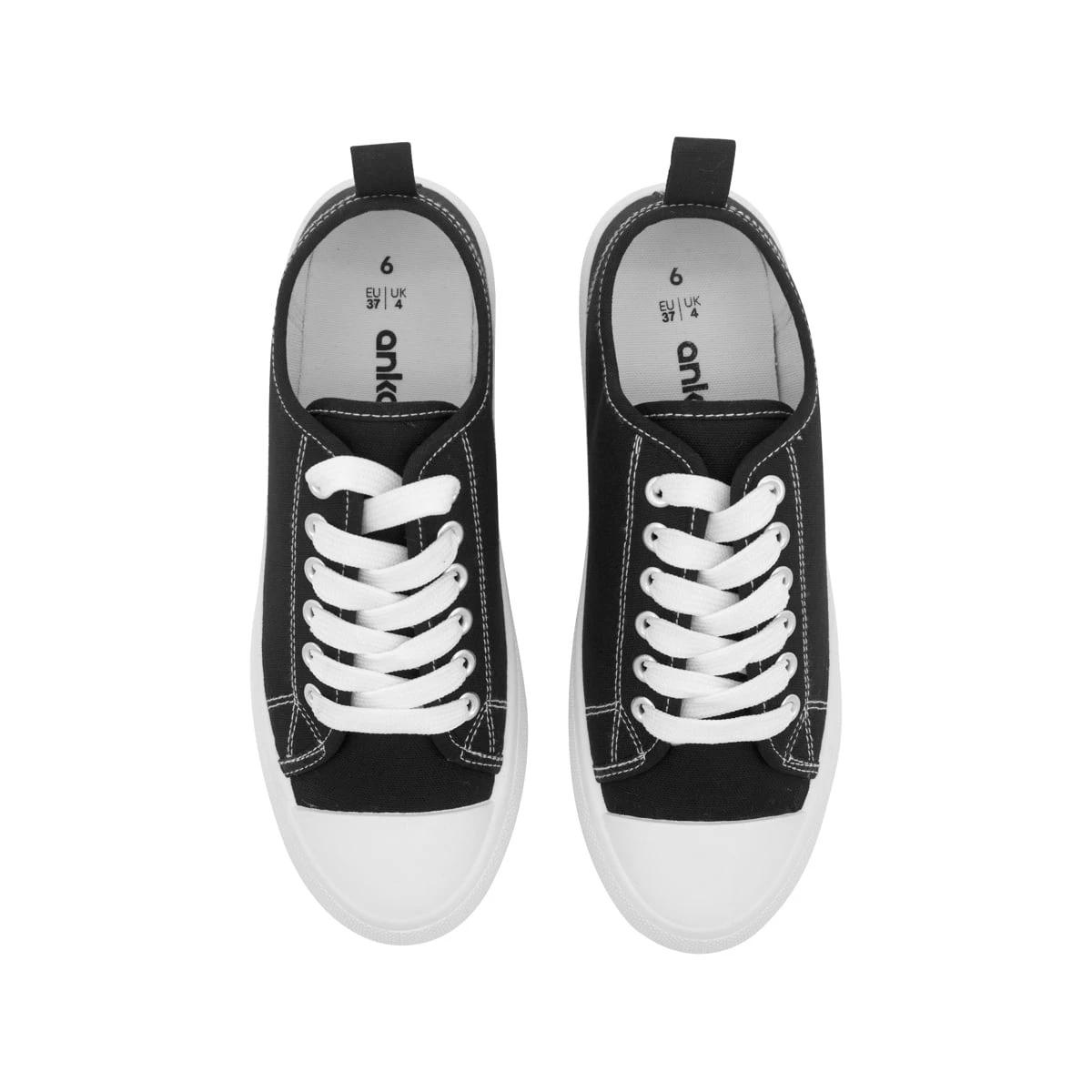 3 Canvas Low Top Sneakers BLACK WHITE, 3 of 5