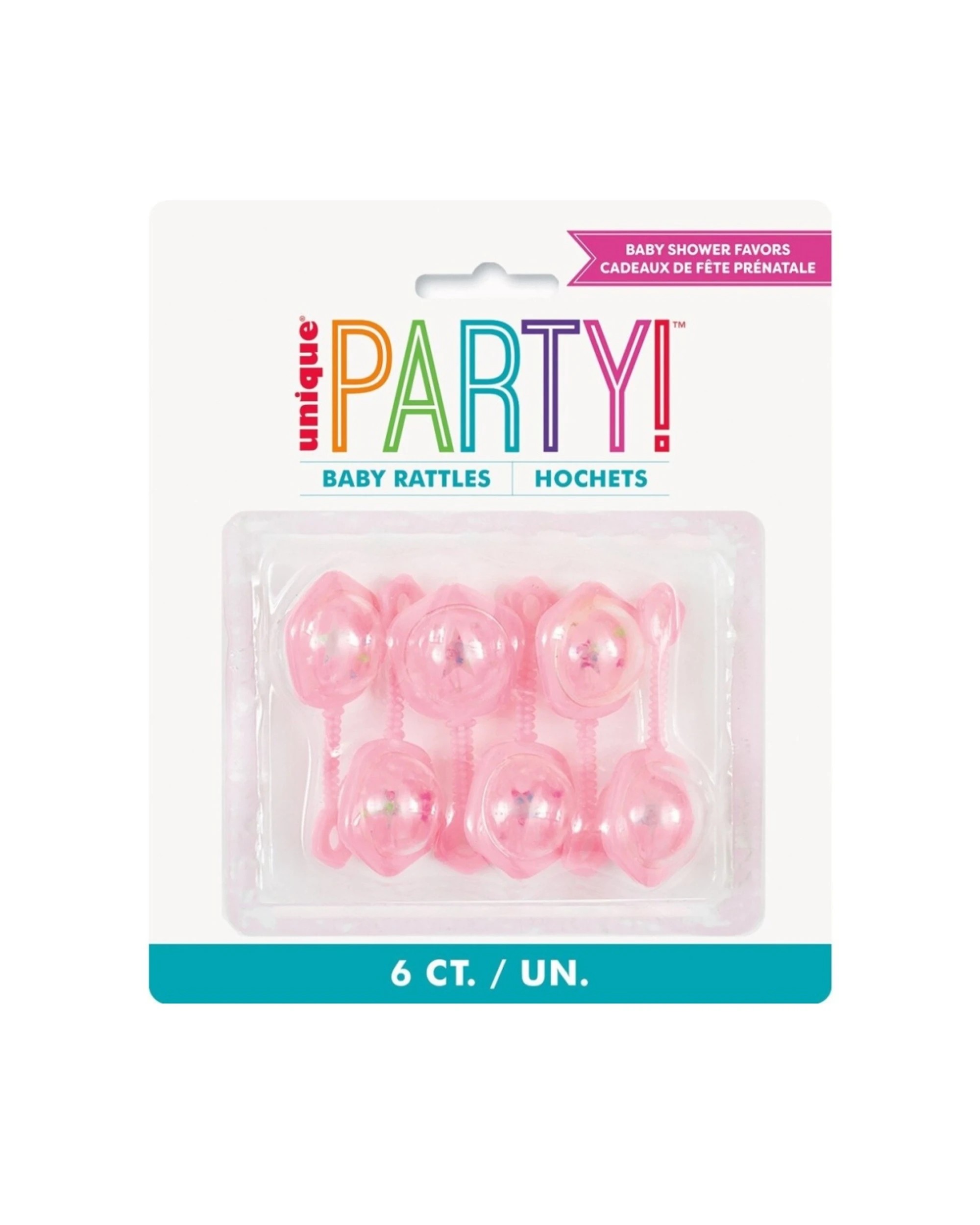 1 Meteor Party 6pc Baby Rattles Infant Toy Shower Favours Pack - Pink, 1 of 1