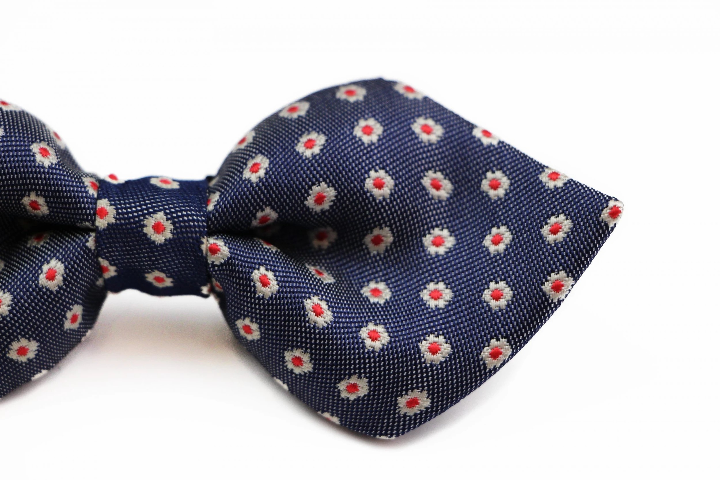 3 Zasel Boys Diamond Navy With White & Red Flowers Patterned Cotton Bow Tie - Multi, 3 of 4