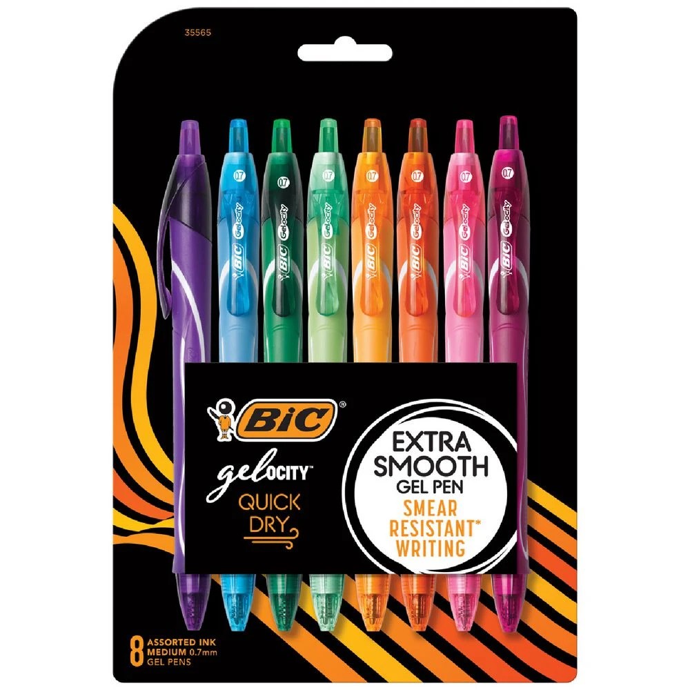 1 BIC Gelocity Quick Dry Gel Pens 0.7mm Fashion 8 Pack, 1 of 9