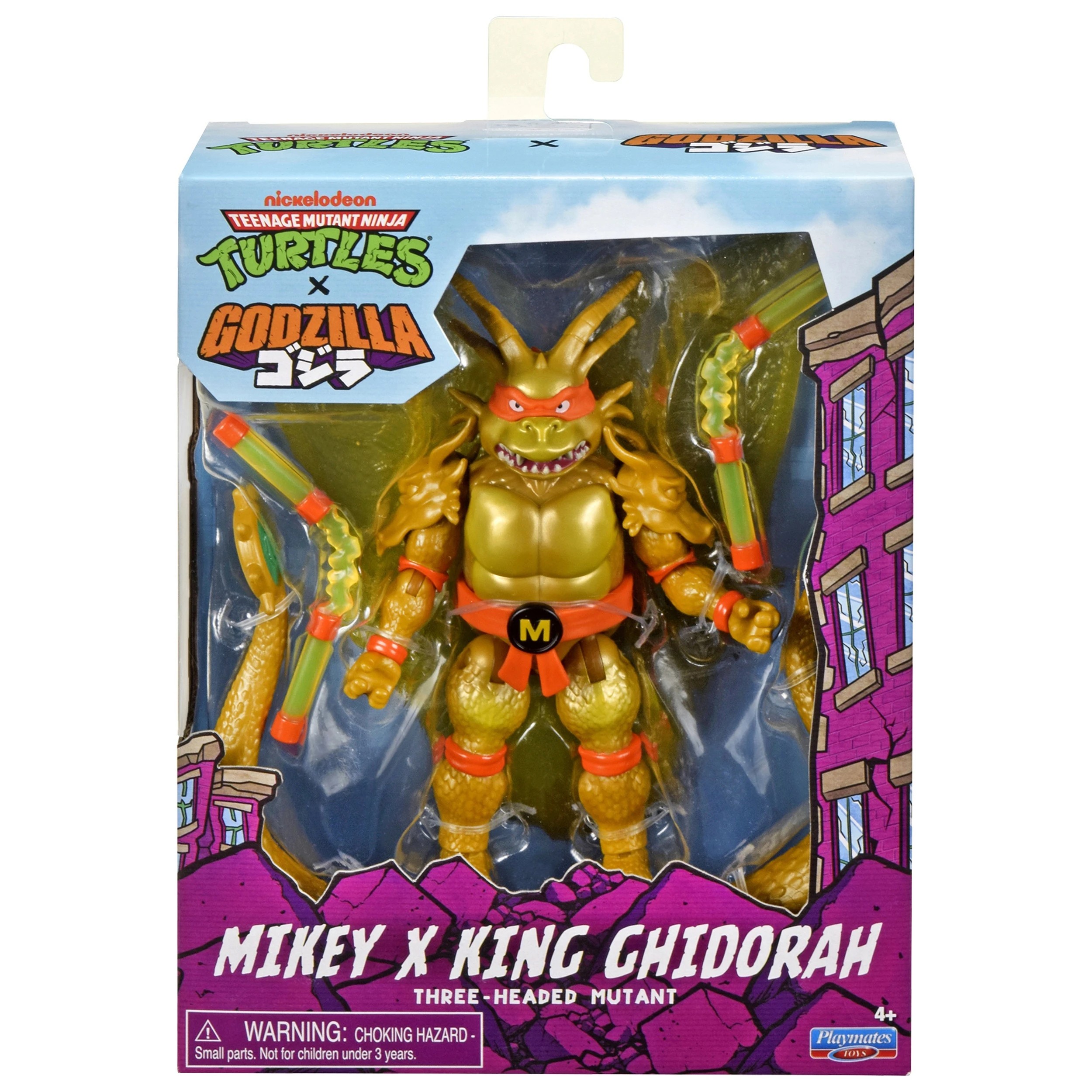3 TMNT Teenage Mutant Ninja Turtles x Godzilla Figures - Michelangelo x King Ghidorah - Multi, 3 of 5