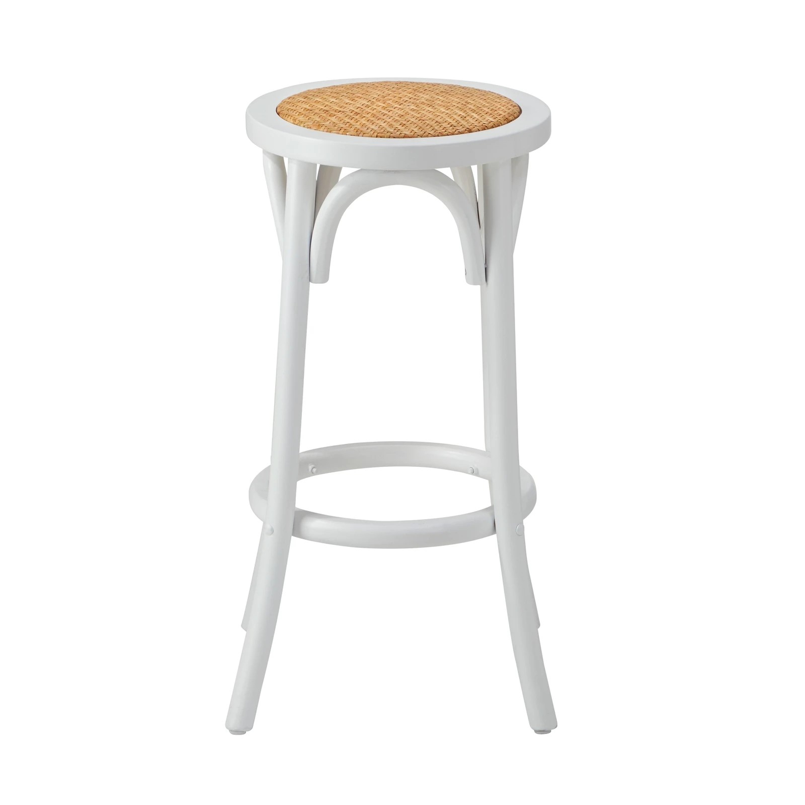 8 Oikiture 2x Bar Stools Kitchen Vintage Dining Chair Rattan Seat
 - White, 8 of 10