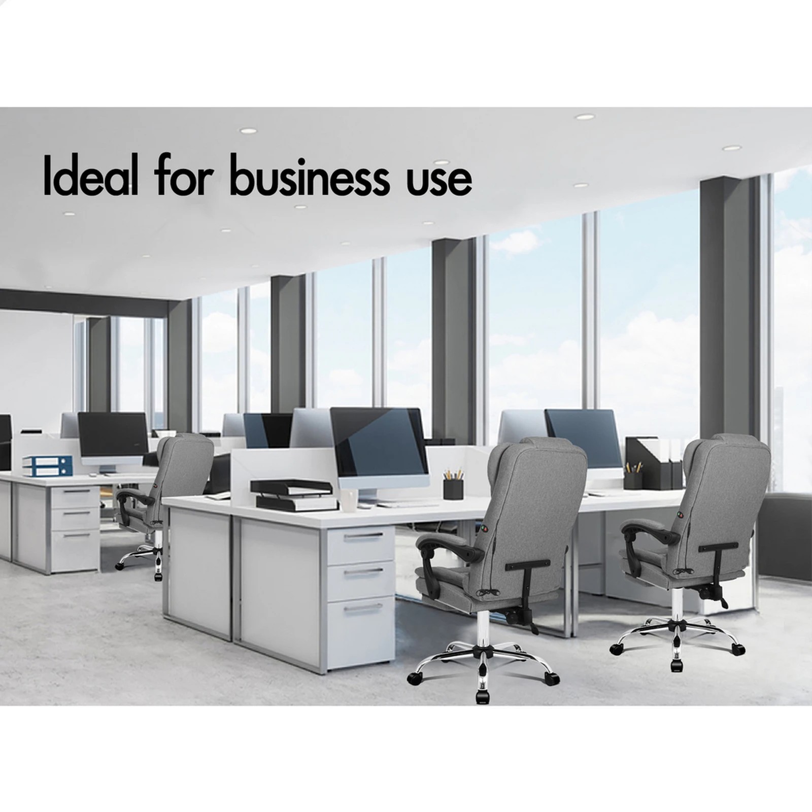 7 Alfordson Massage Office Chair Executive Seat Fabric Gaming Computer Racer - Grey, 7 of 10