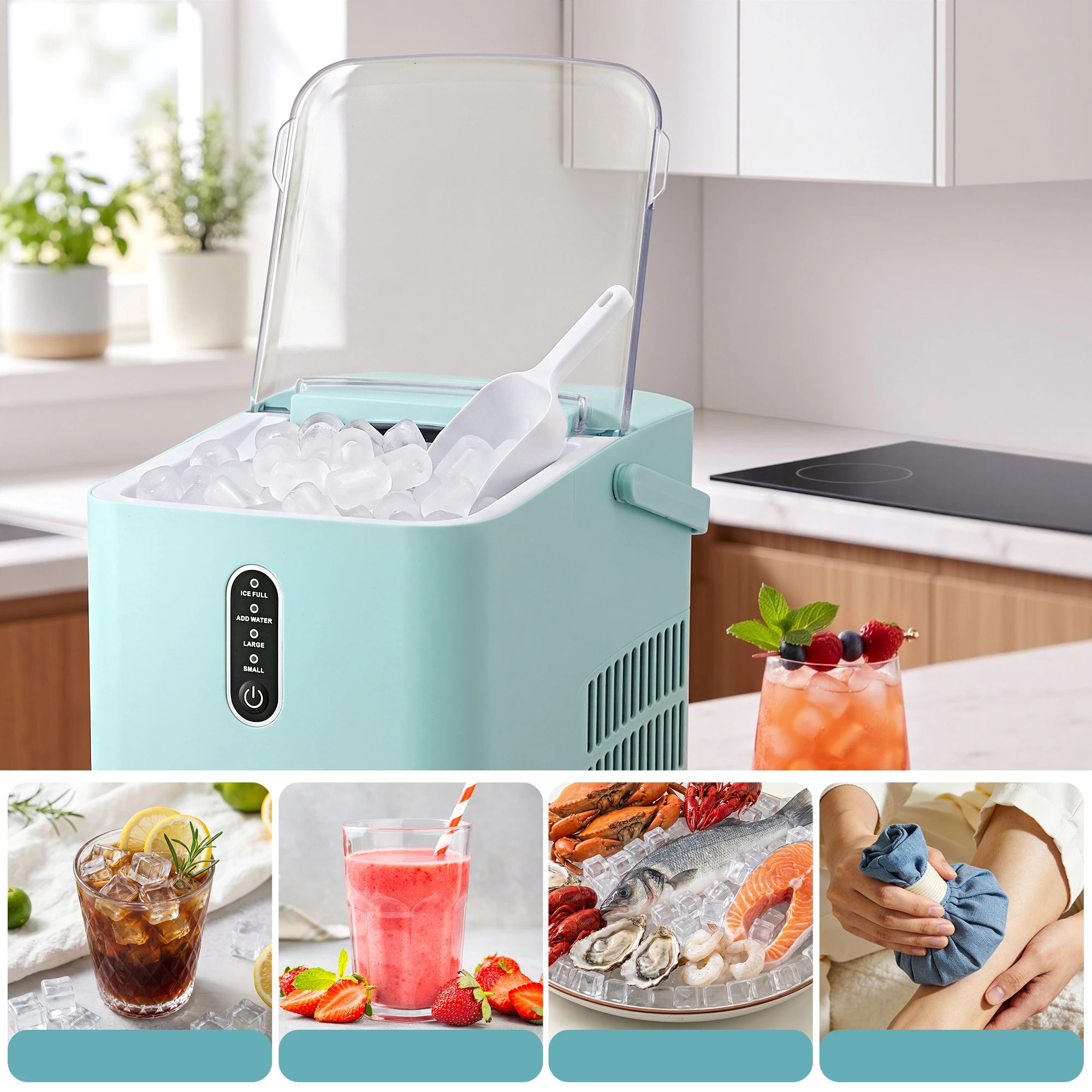 7 Devanti Ice Maker Machine 12kg/24hr- Green, 7 of 10