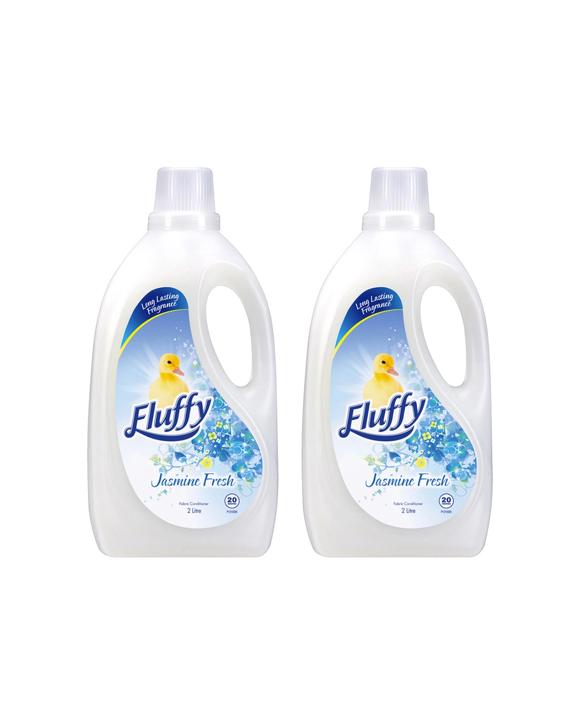 Fluffy 2PK 2L Fabric Conditioner Jasmine Fresh Long Lasting Fragrance - White