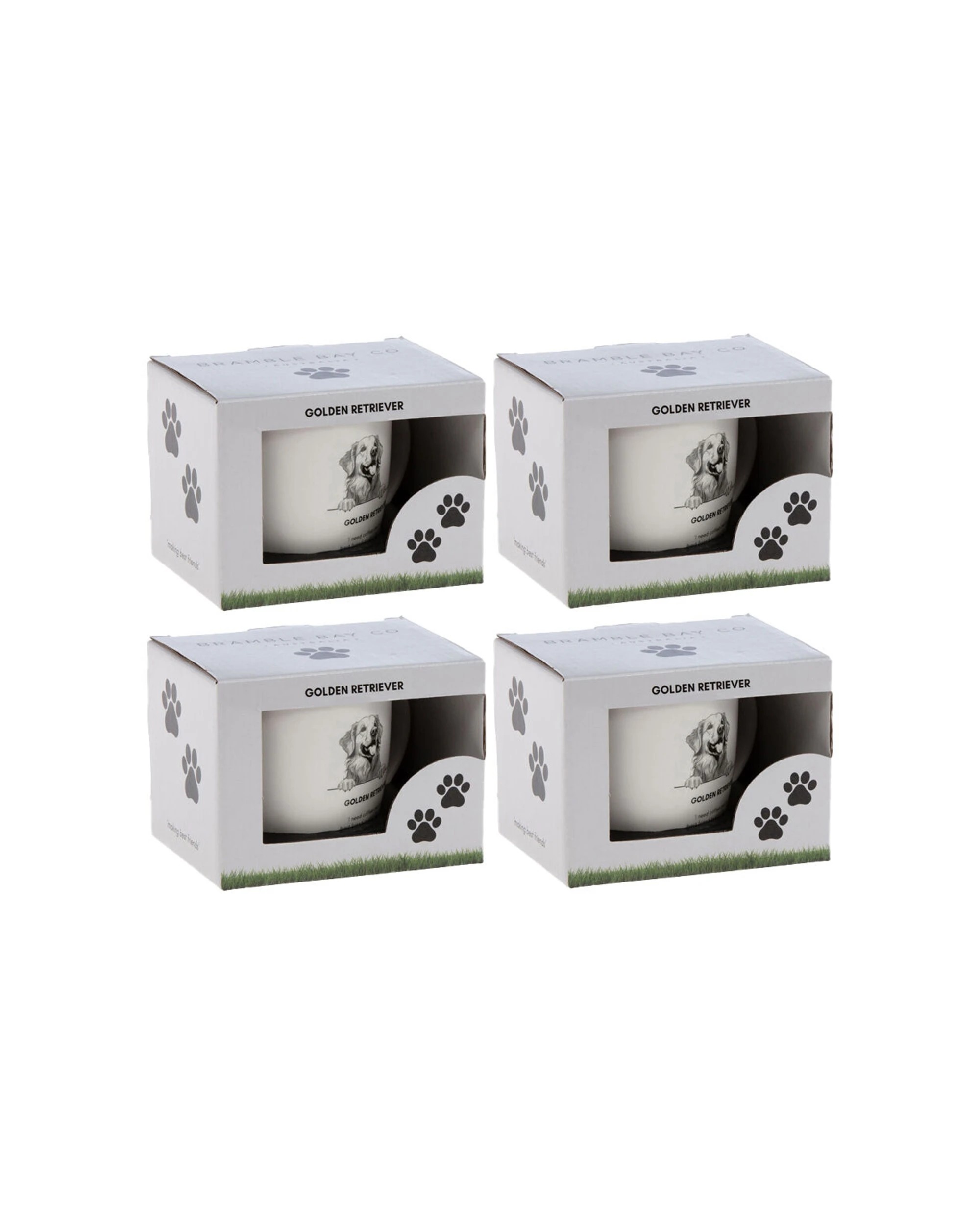 1 Bramble Bay 4PK Golden Retriever Dog Print Novelty Coffee Mug Ceramic - White, 1 of 2