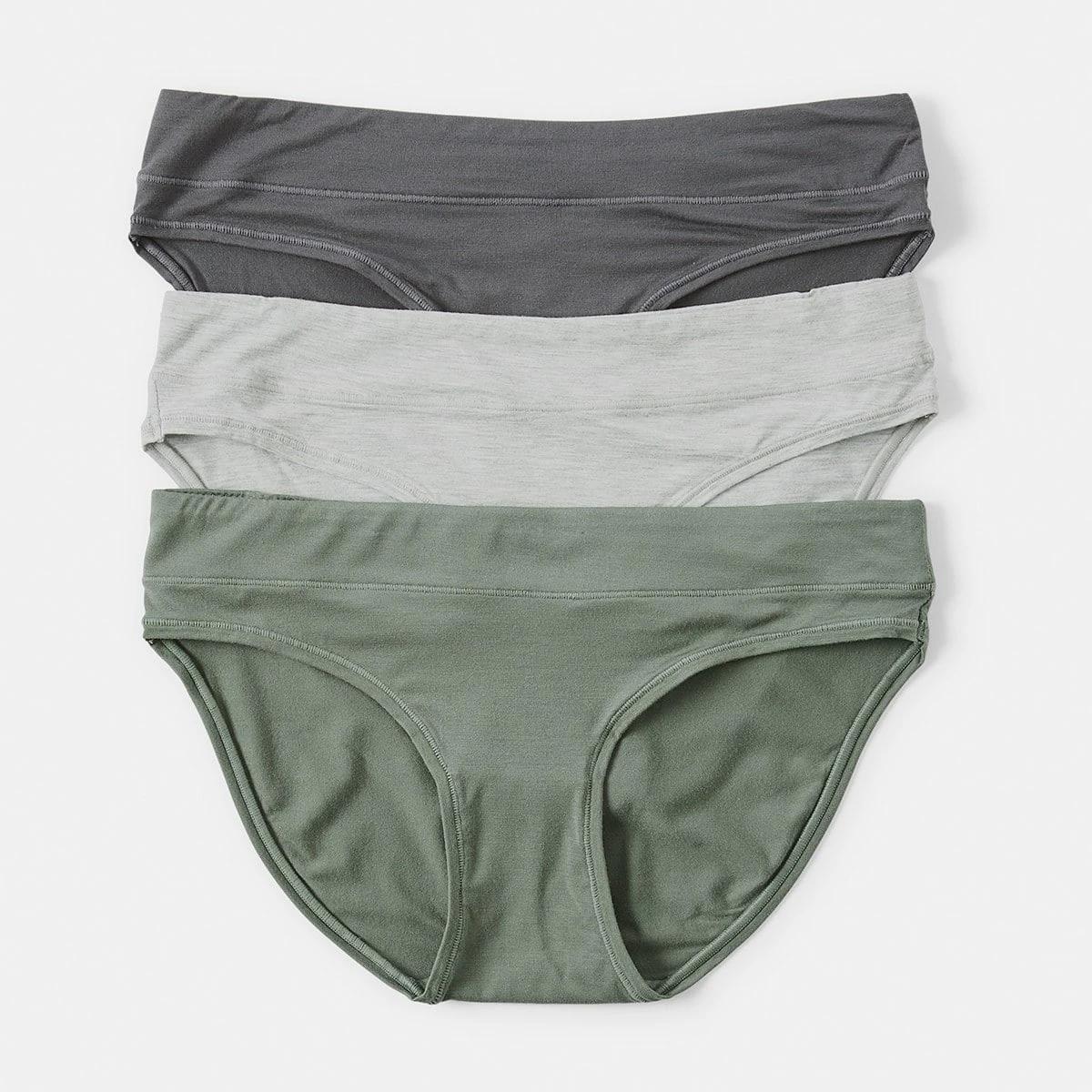 1 3 Pack Bamboo Blend Bikini Briefs SMOKY GREEN, SILVER MARLE, SHADOW NAVY, 1 of 8