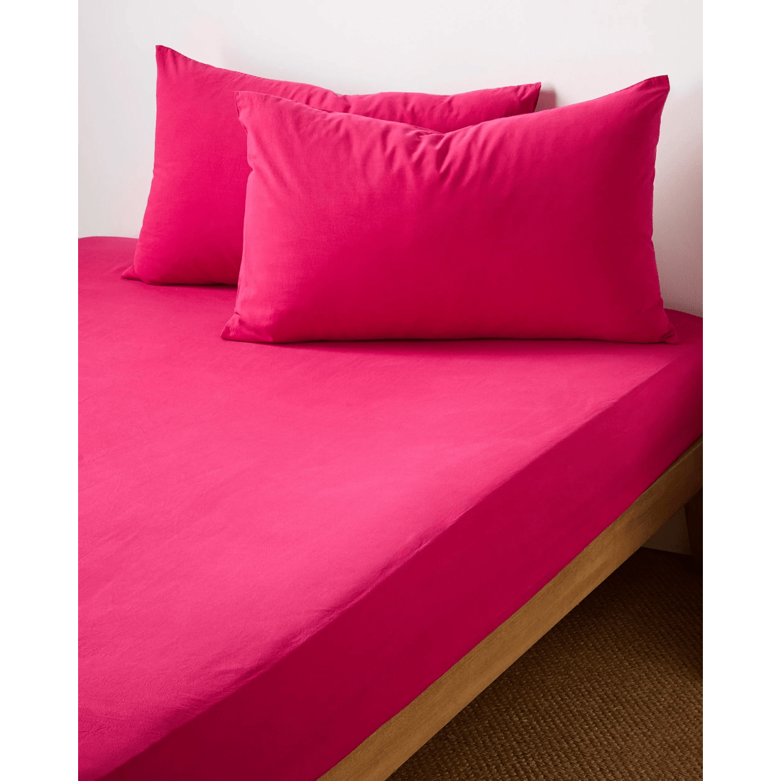 1 Arlo Cotton Stonewash Fitted Sheet - Pink, 1 of 1