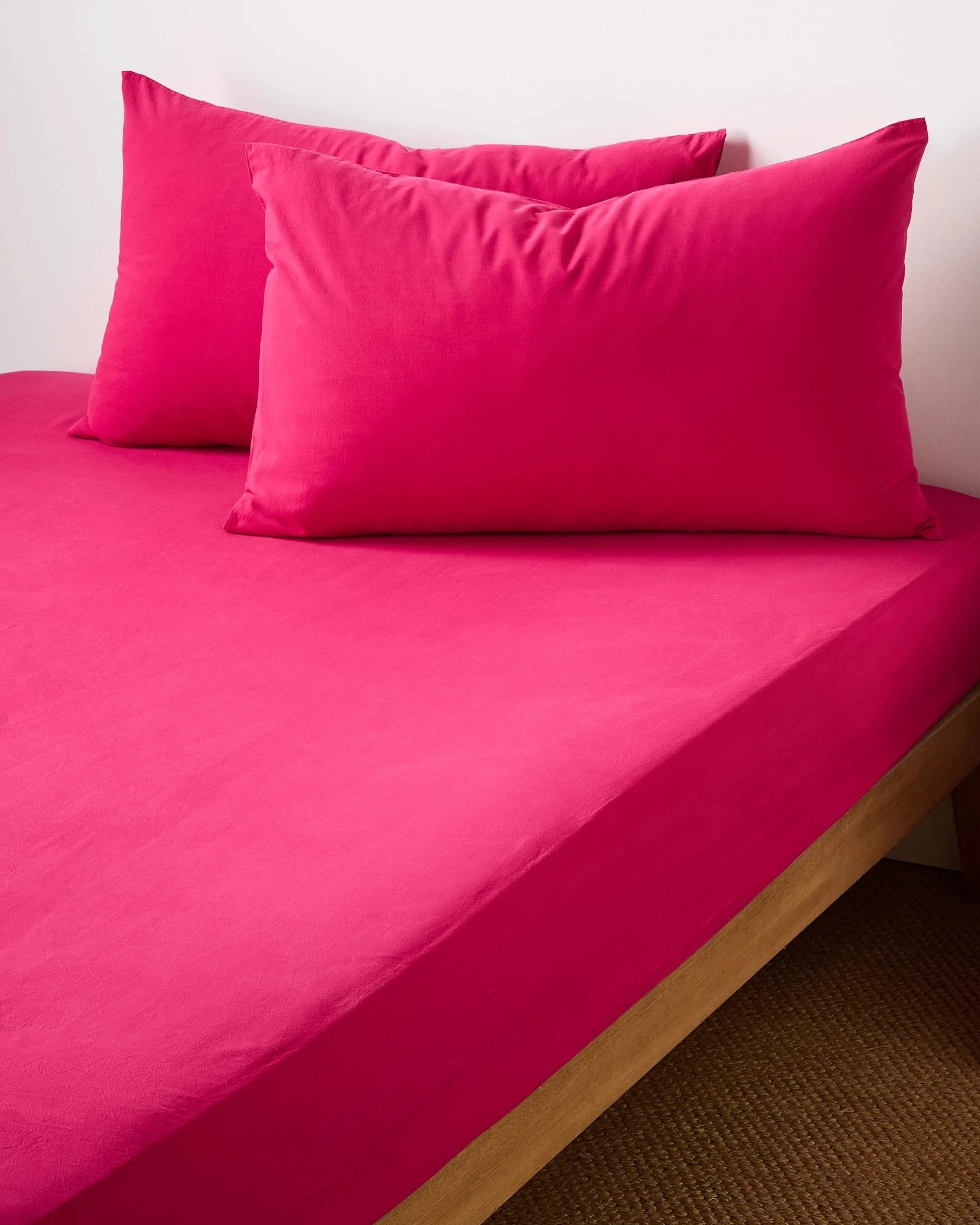 1 Arlo Cotton Stonewash Fitted Sheet - King Bed - Pink, 1 of 1