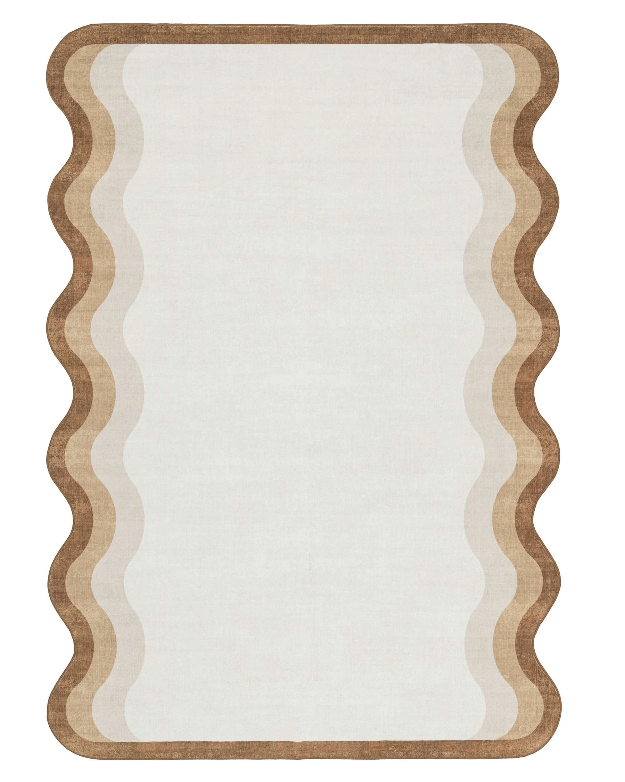 1 Loopsie Matera Tonal Scalloped Washable Rug-370cm x 270cm - Brown, 1 of 8