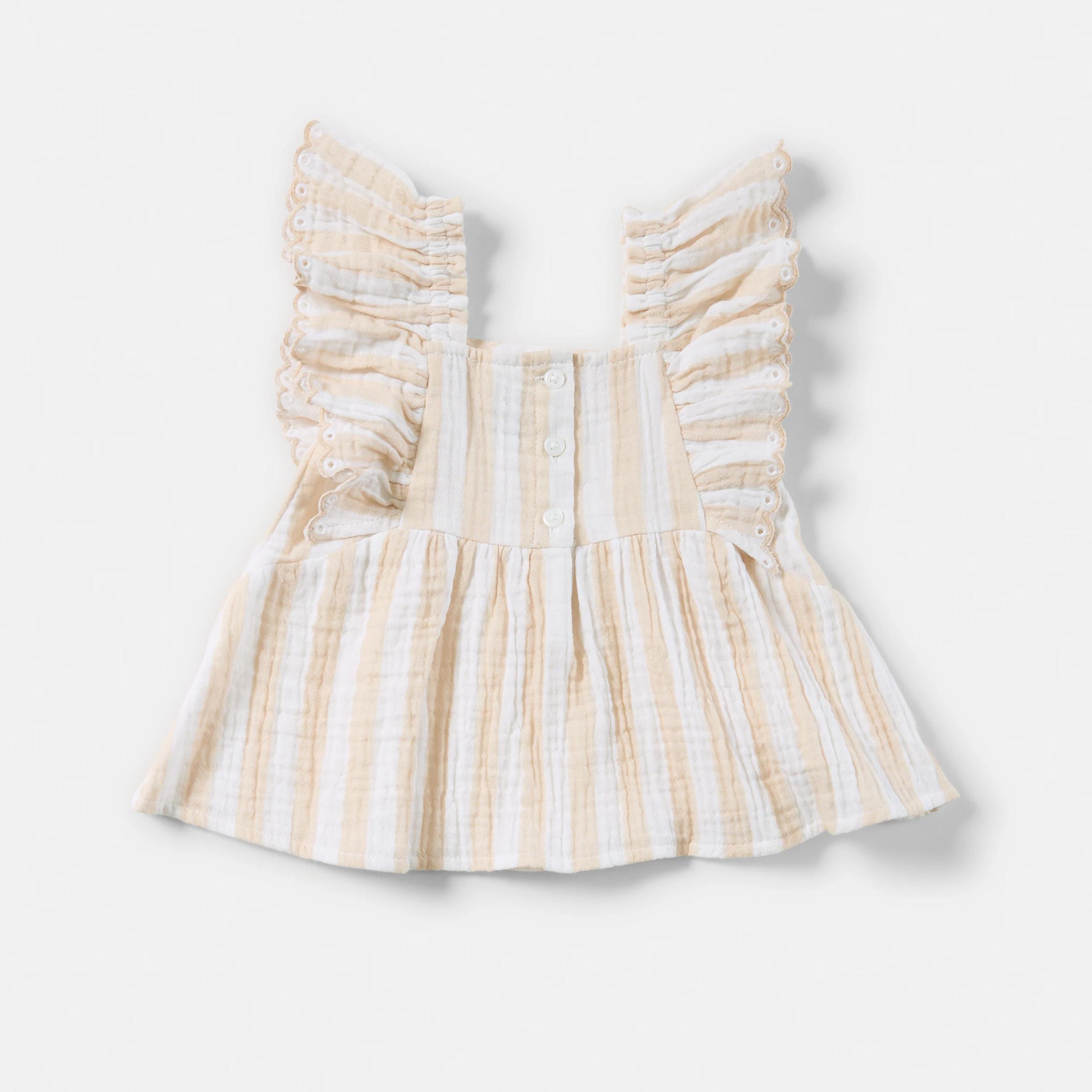 2 Short Sleeve Woven Top Bge Strp, 2 of 3