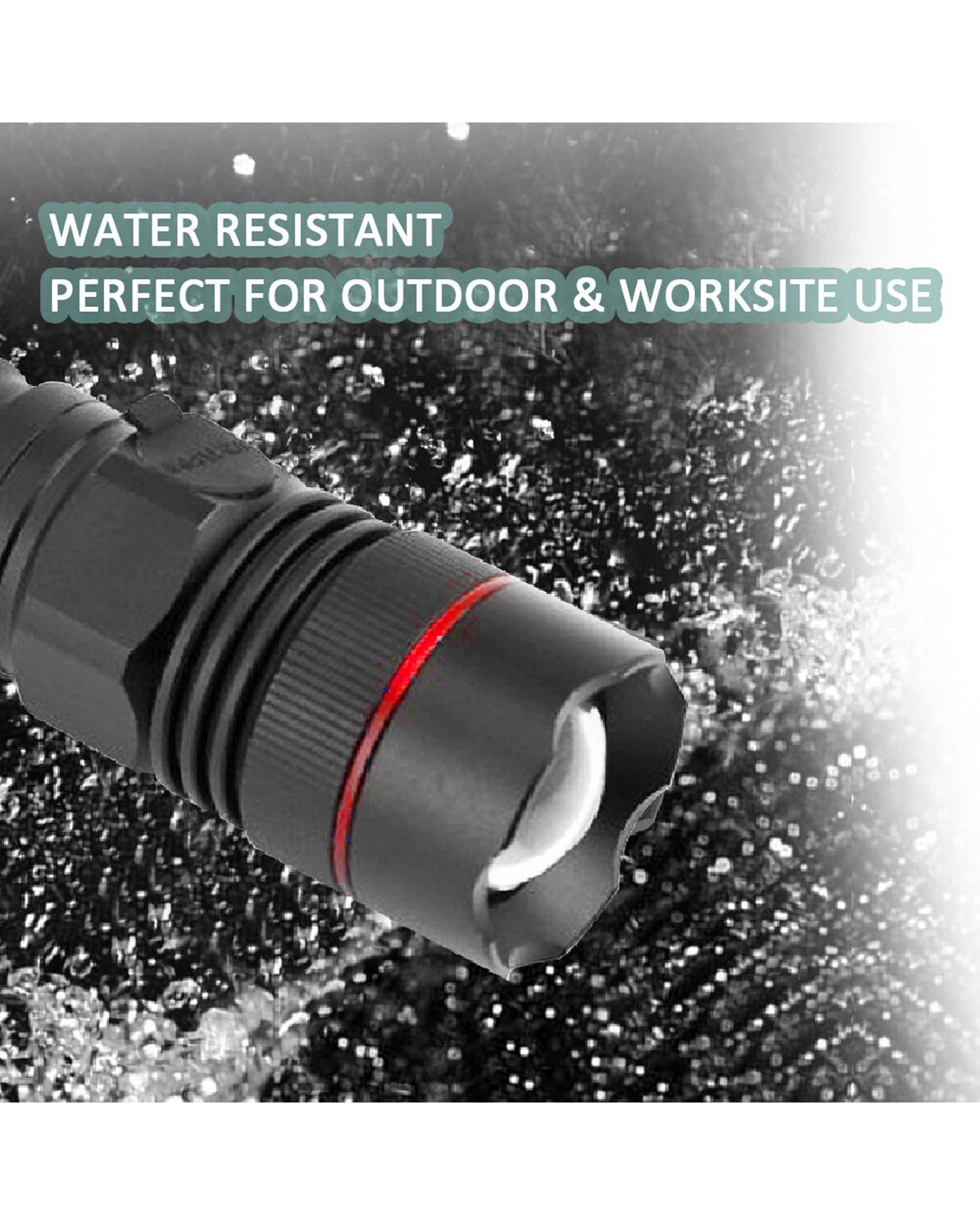 4 Sansai Tactical Grade Rechargeable Water Resistant 5W LED Torch - Black, 4 of 5