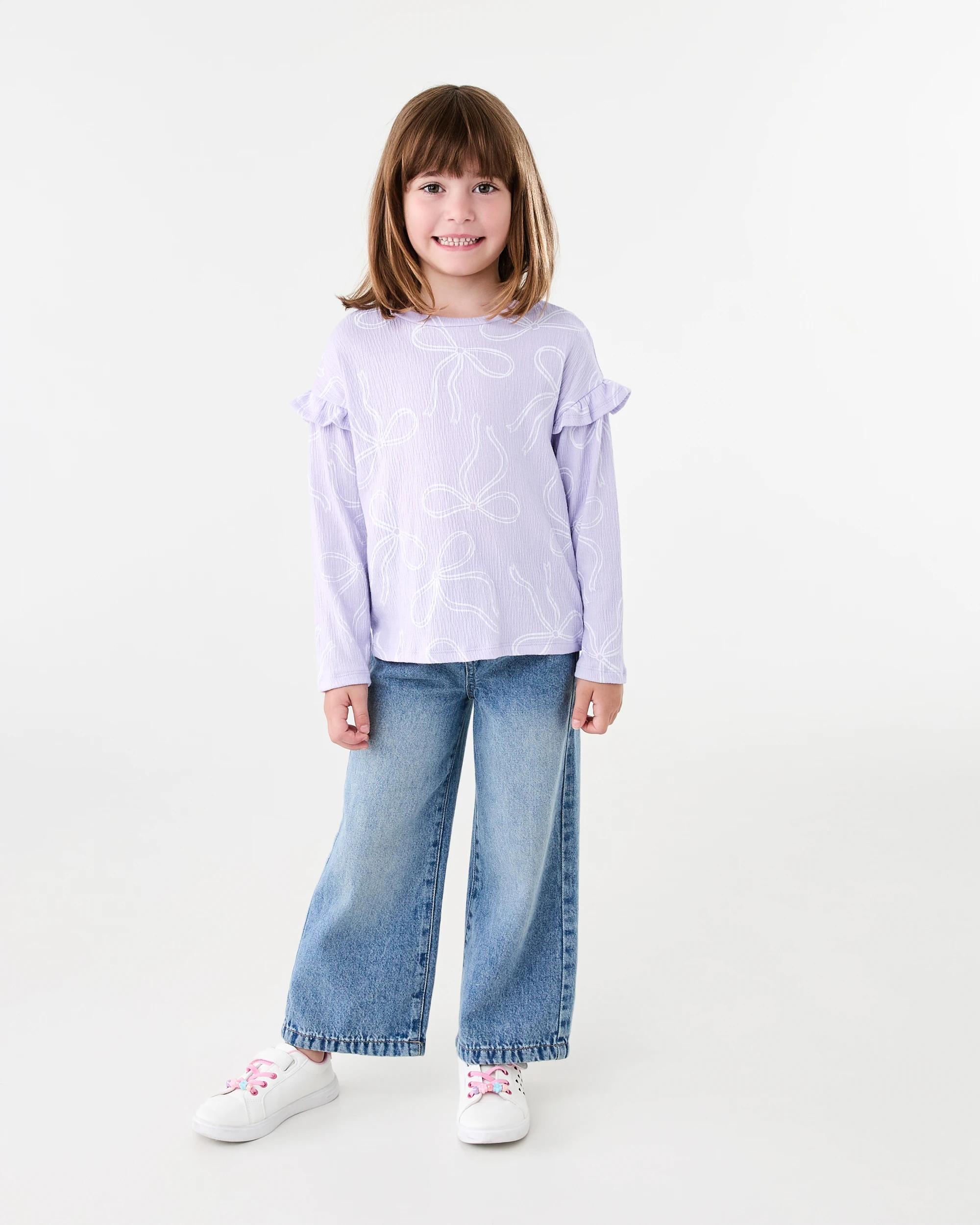 7 Long Sleeve Texture T-shirt Pur Bow, 7 of 8