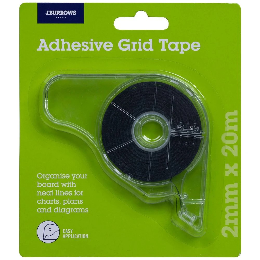 1 J.Burrows Adhesive Grid Tape Black 2mm x 20m, 1 of 3