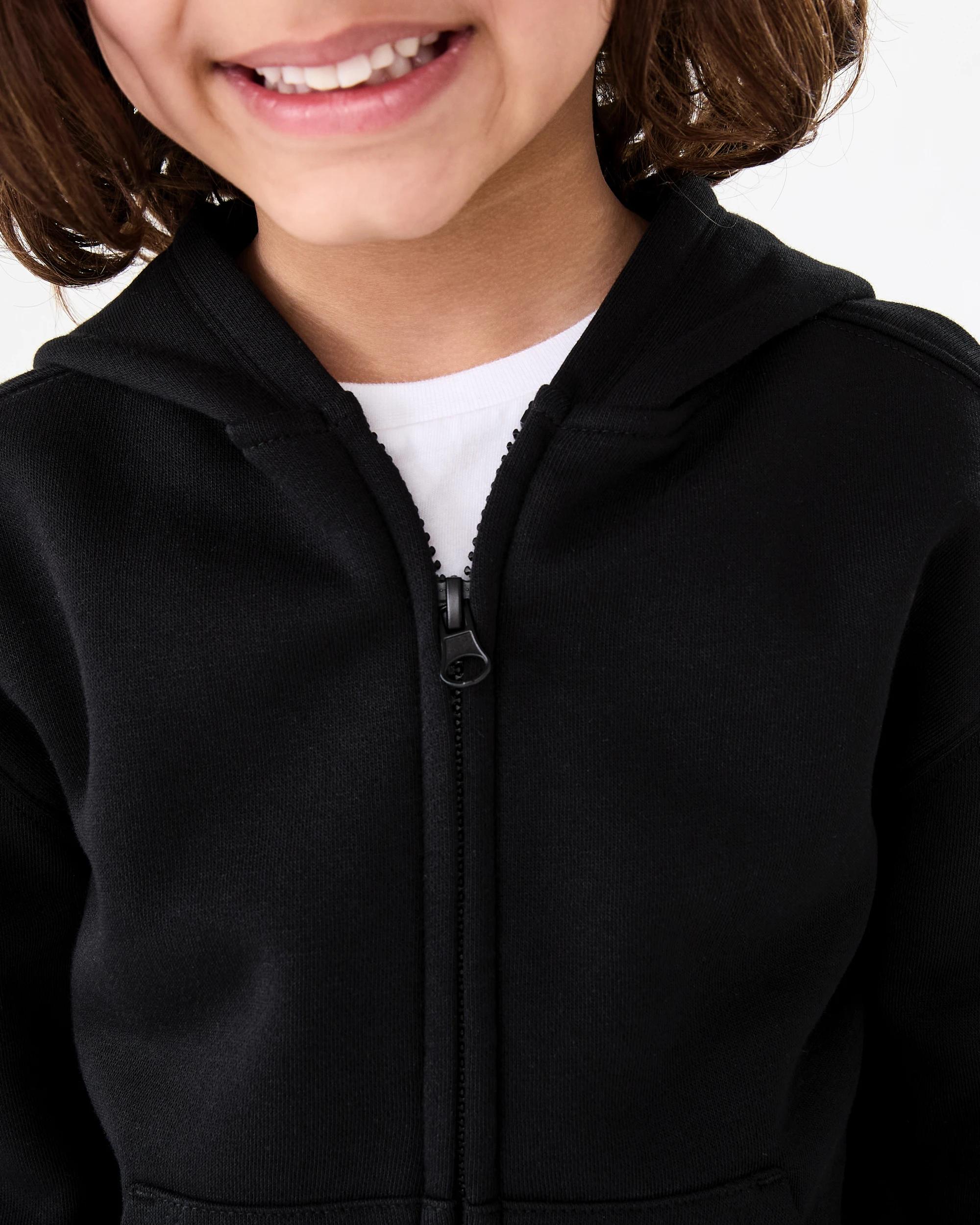 6 Plain Zip Through Hoodie Black, 6 of 8