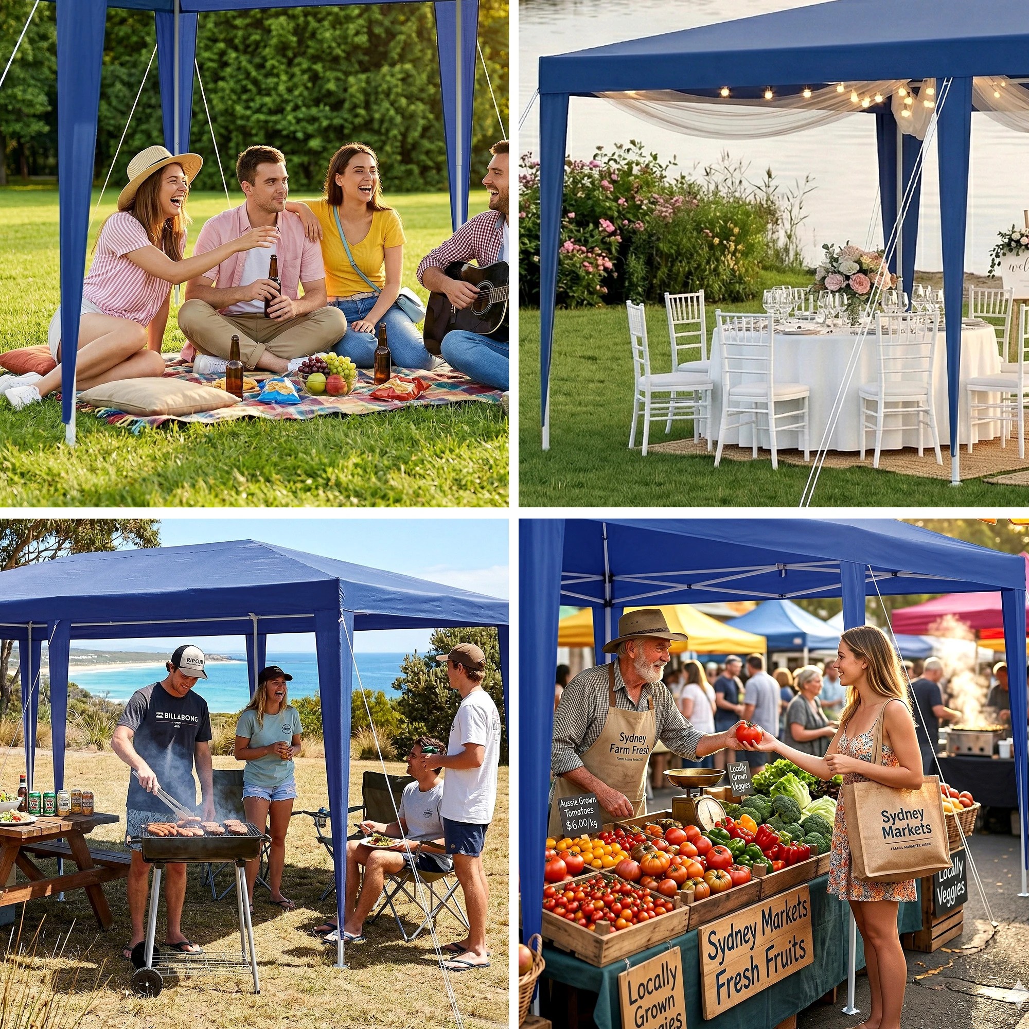 8 Instahut 3x6m Gazebo Outdoor Party Tent Marquee - Blue, 8 of 9