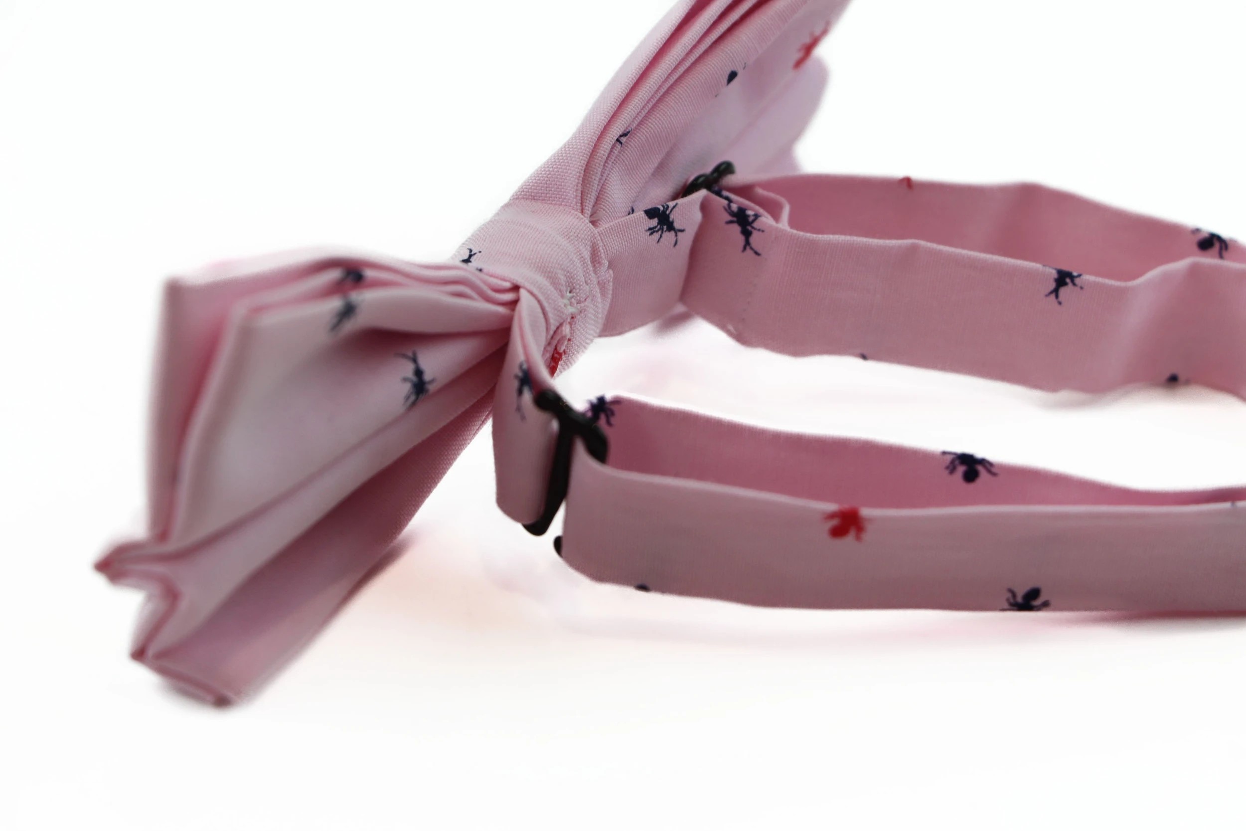 3 Zasel Mens Light Pink Denim Preppy Insects Patterned Cotton Bow Tie - Multi, 3 of 4