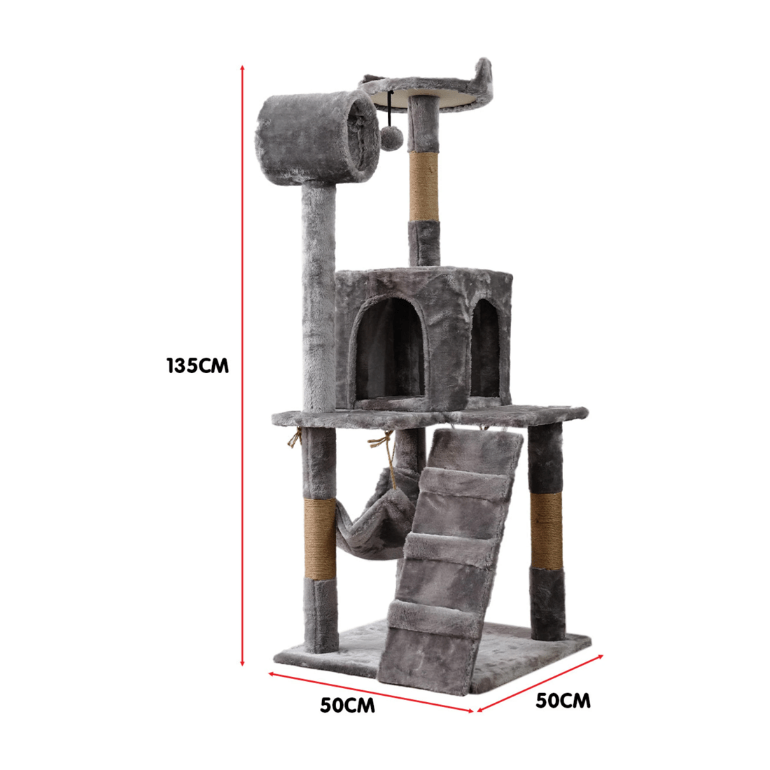 2 Furtastic 135cm Cat Tree Scratching Post - Silver Grey, 2 of 4