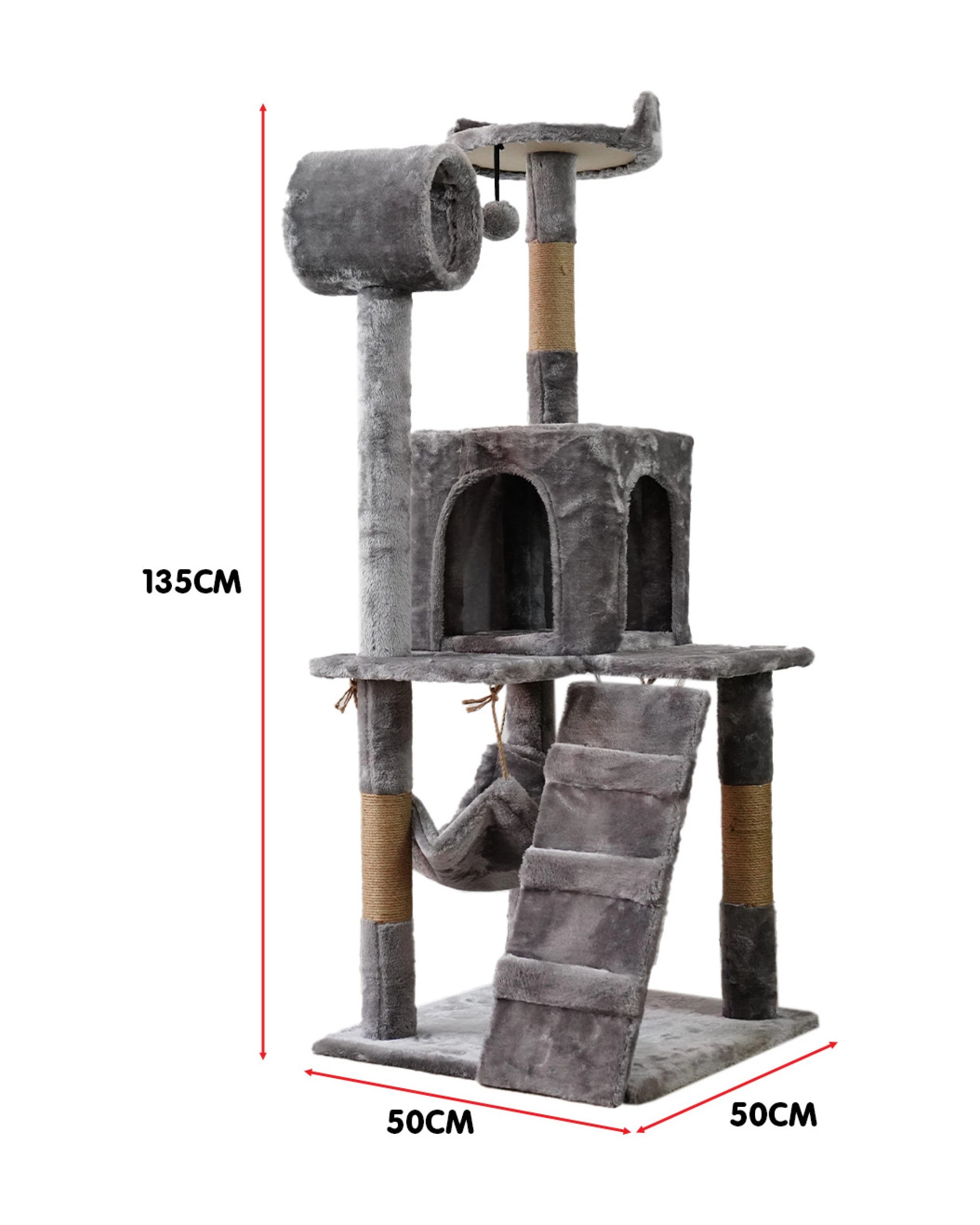 2 Furtastic 135cm Cat Tree Scratching Post - Silver Grey, 2 of 4