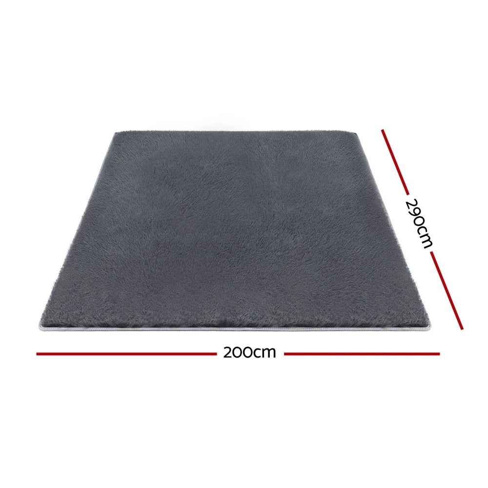 2 Artiss Floor Rug 200x290cm Plush Area Shaggy Rug Living Room Bedroom Carpet - Grey, 2 of 9