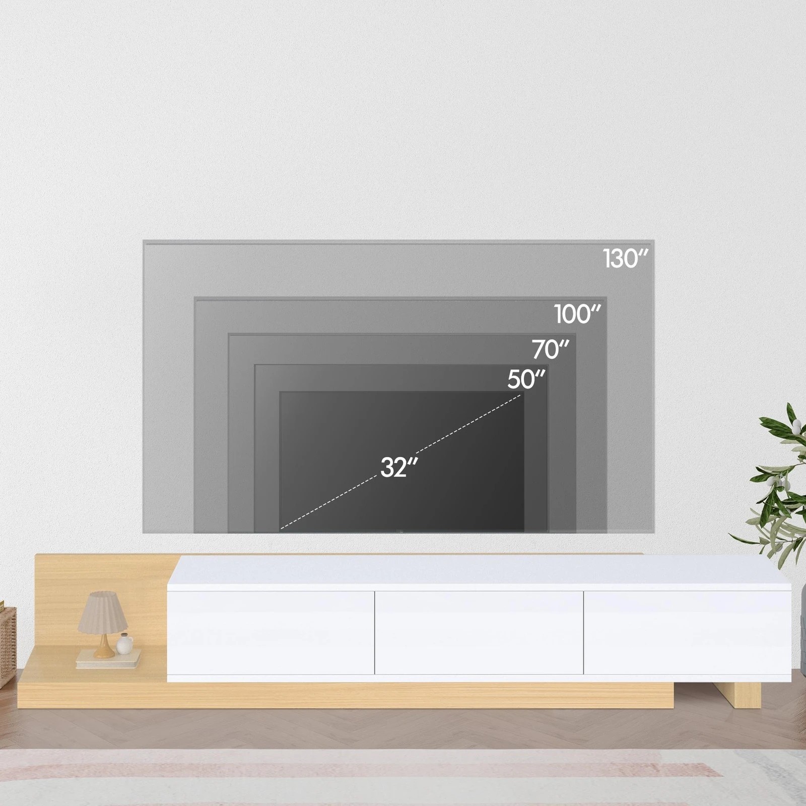 6 Alfordson 200-380cm Extendable Entertainment Unit TV Cabinet Stand Storage Shelf - Wood White, 6 of 8