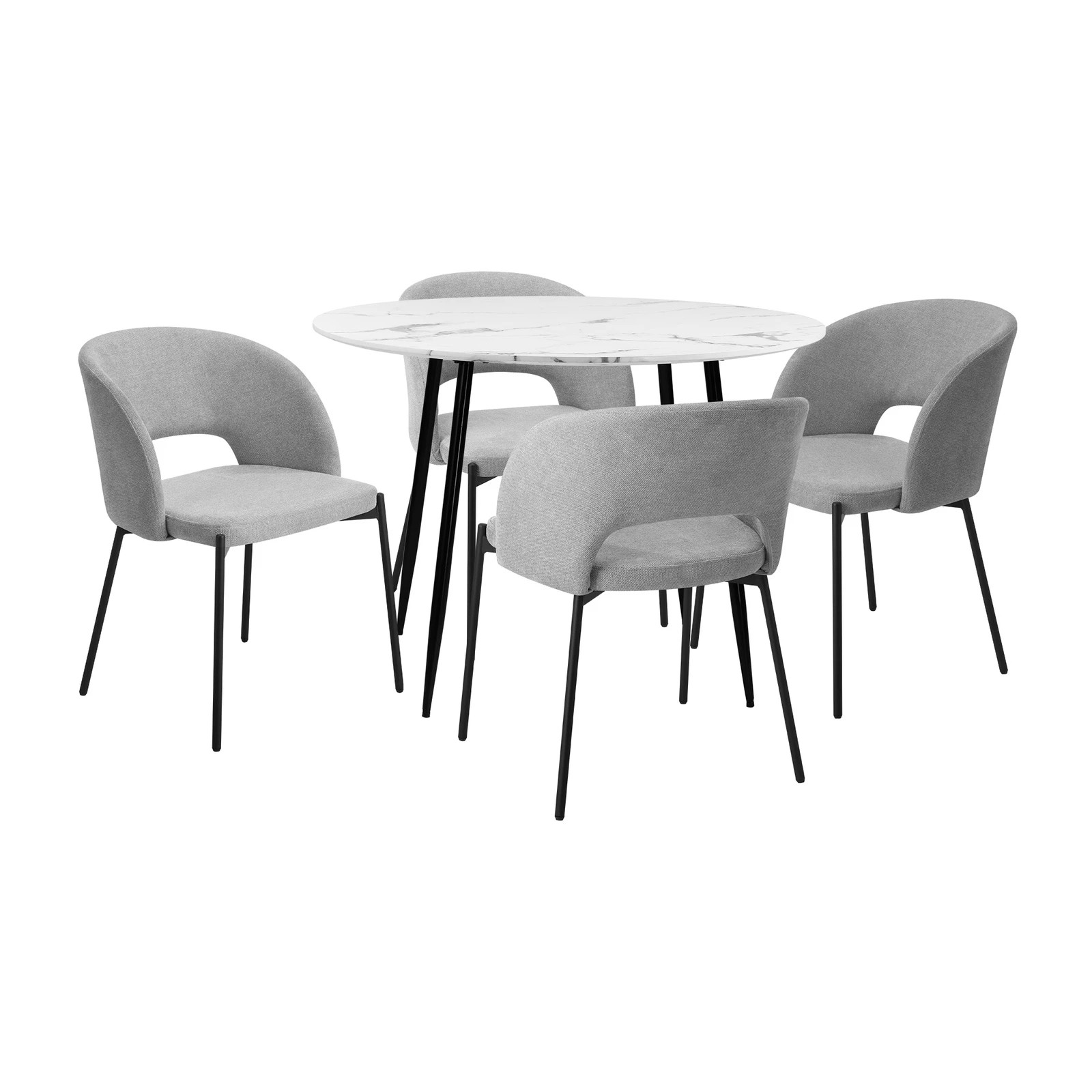 7 Oikiture 110cm Round Dining Table With 4pcs Dining Chairs Fabric
 - Multi, 7 of 10