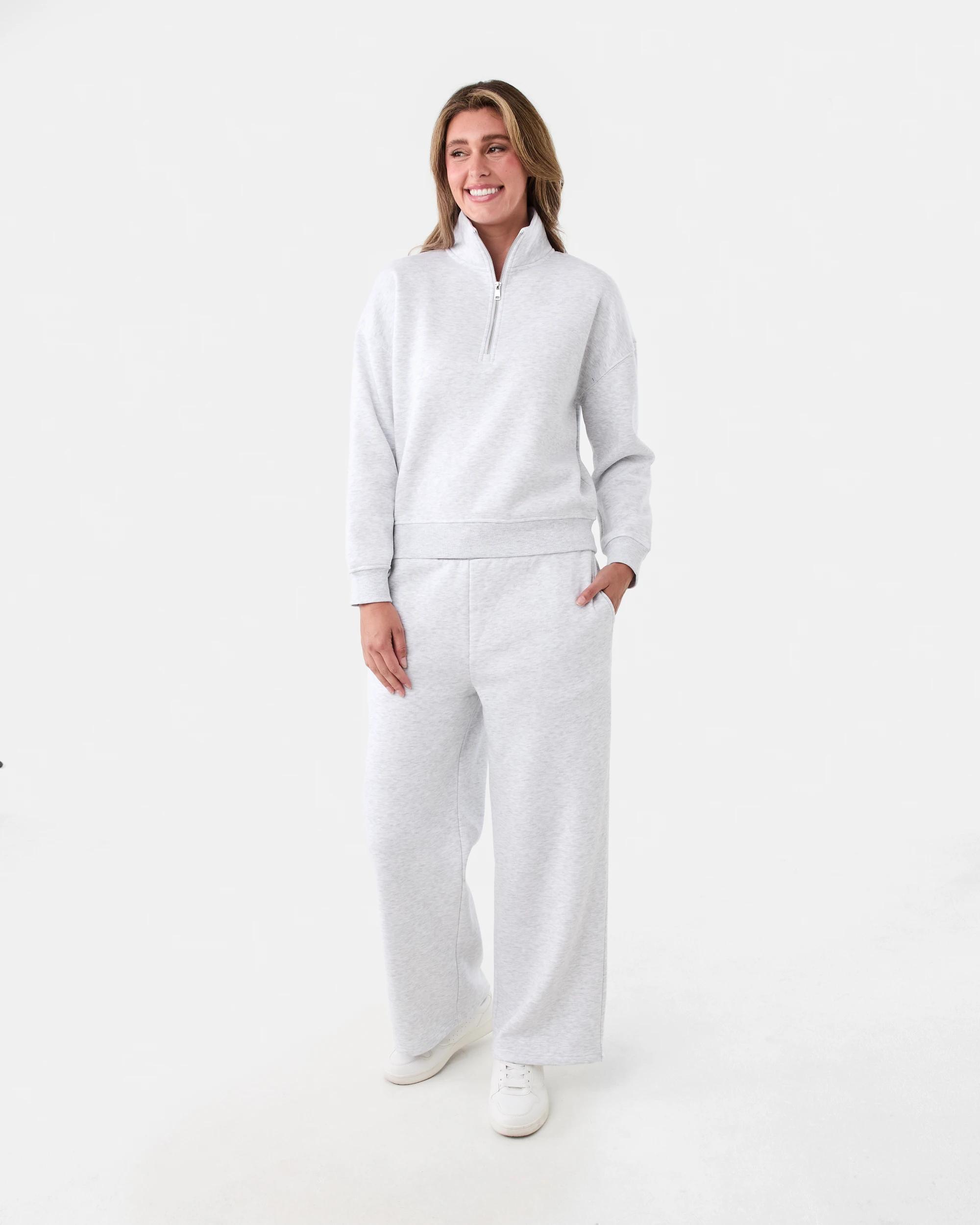 6 Wide Leg Trackpants Wht Marle, 6 of 6