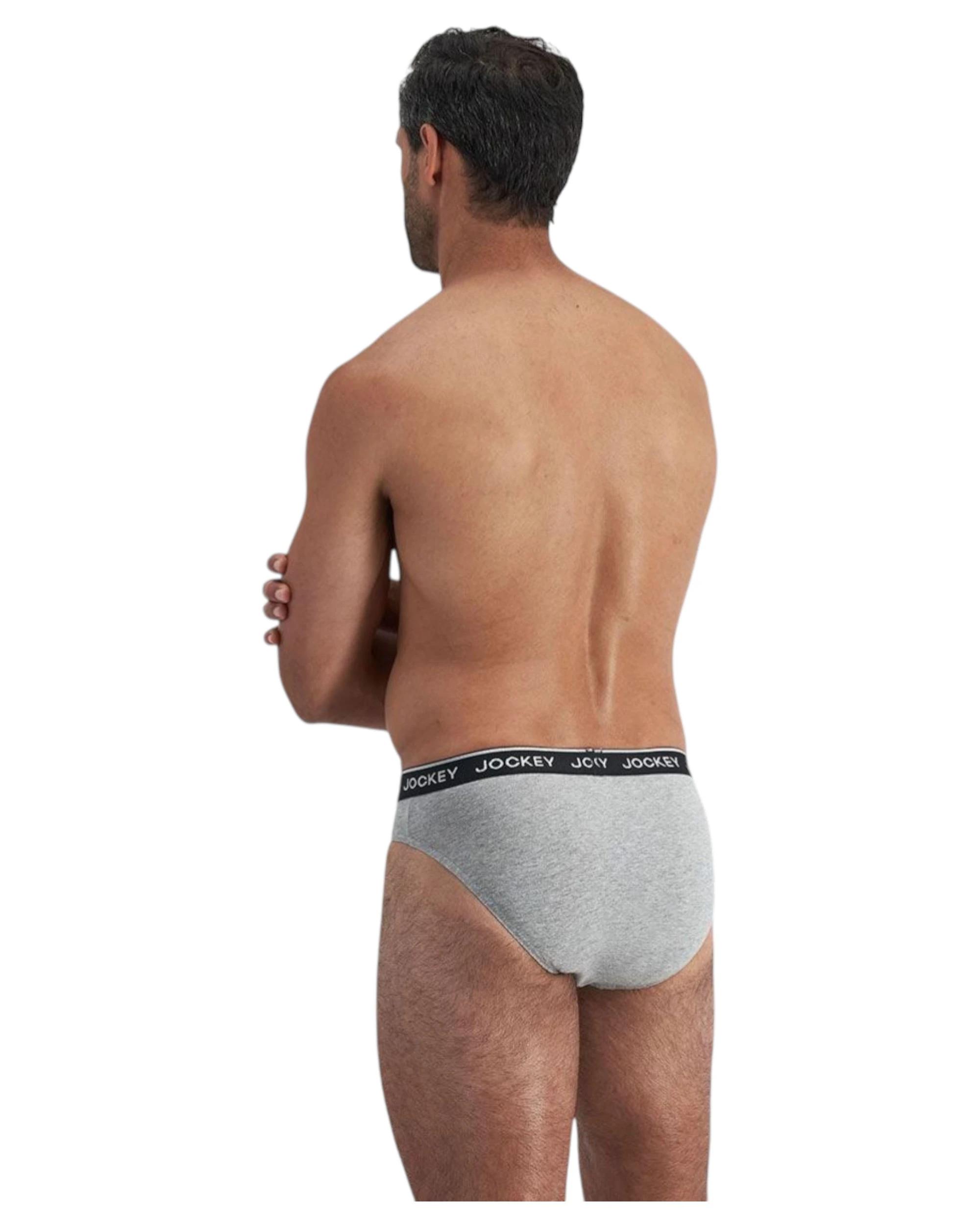 3 Jockey 4 Pack Elastic Cotton Brief Underwear Black / Grey Undies Black/grey, 3 of 10