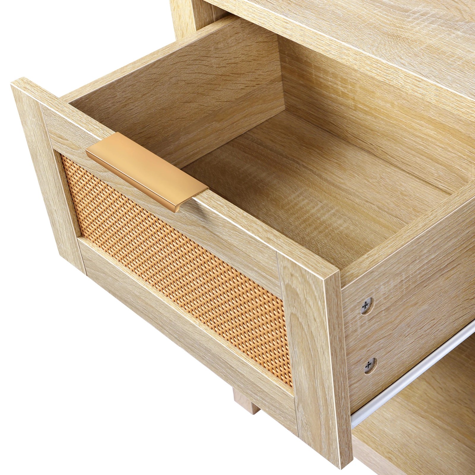 8 Alfordson 2x Bedside Table 1 Drawer Storage Shelf - Oak, 8 of 10