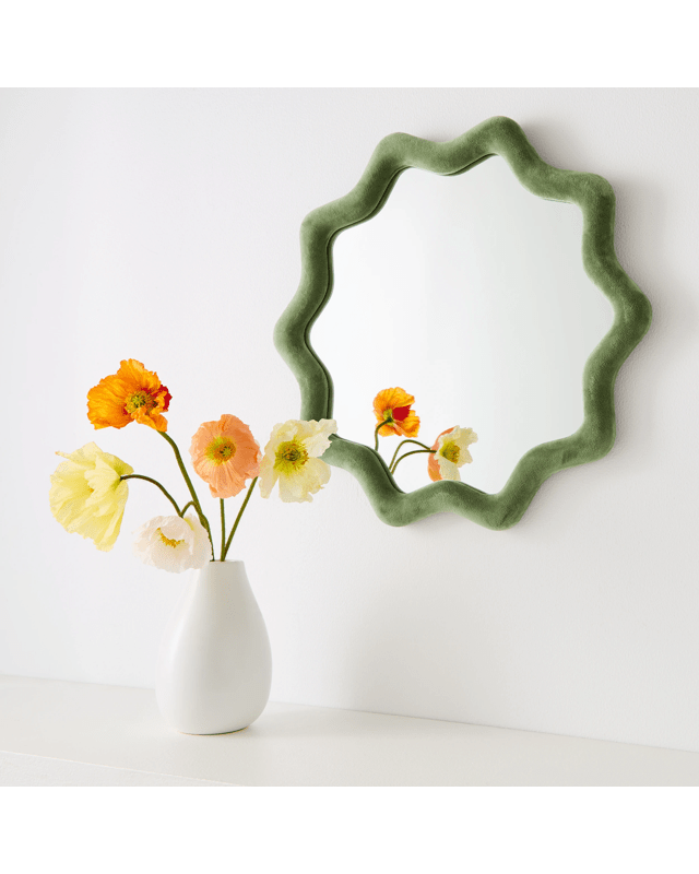 Frankie Velvet Mirror - Green - 