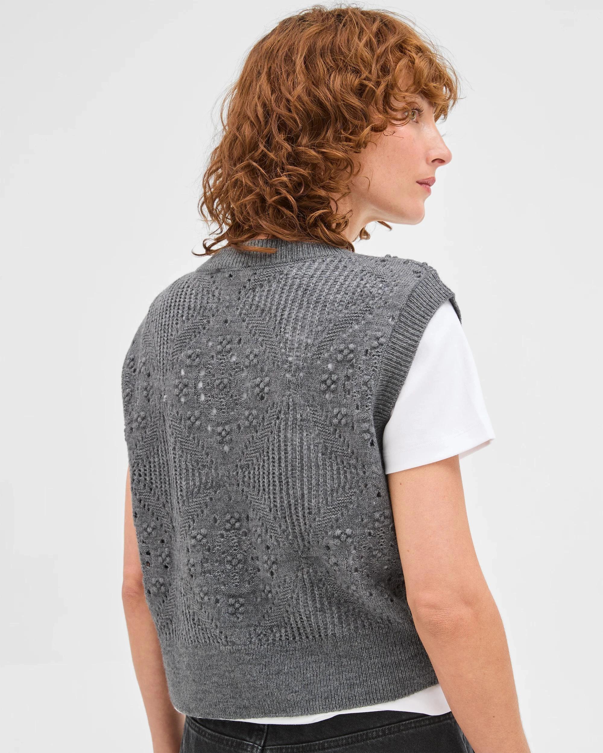 5 Target Woman Pointelle Knit Vest GREY MELANGE, 5 of 5