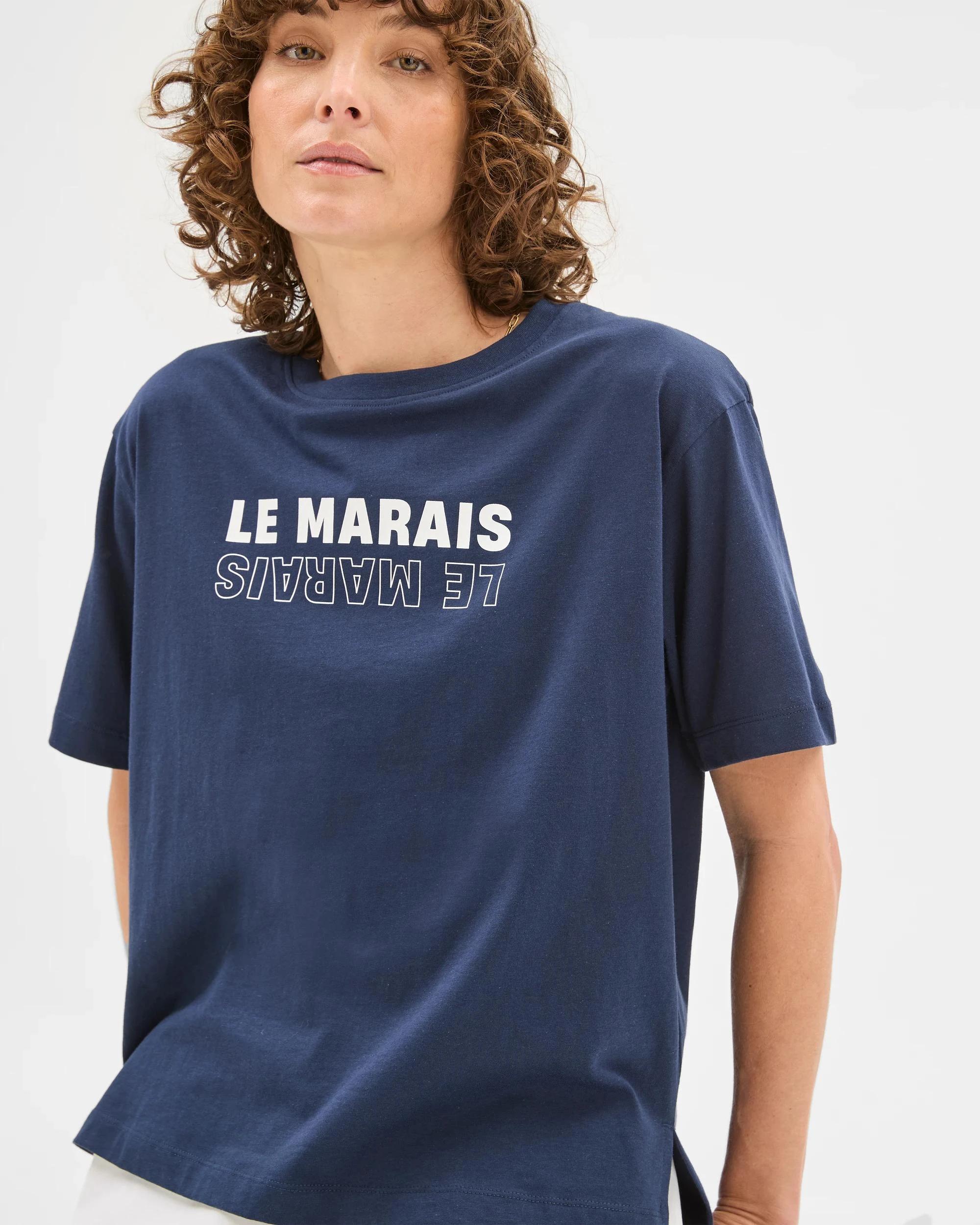 4 Target Australian Cotton Step Hem Boxy Crop T-Shirt NAVY LE MARAIS, 4 of 5